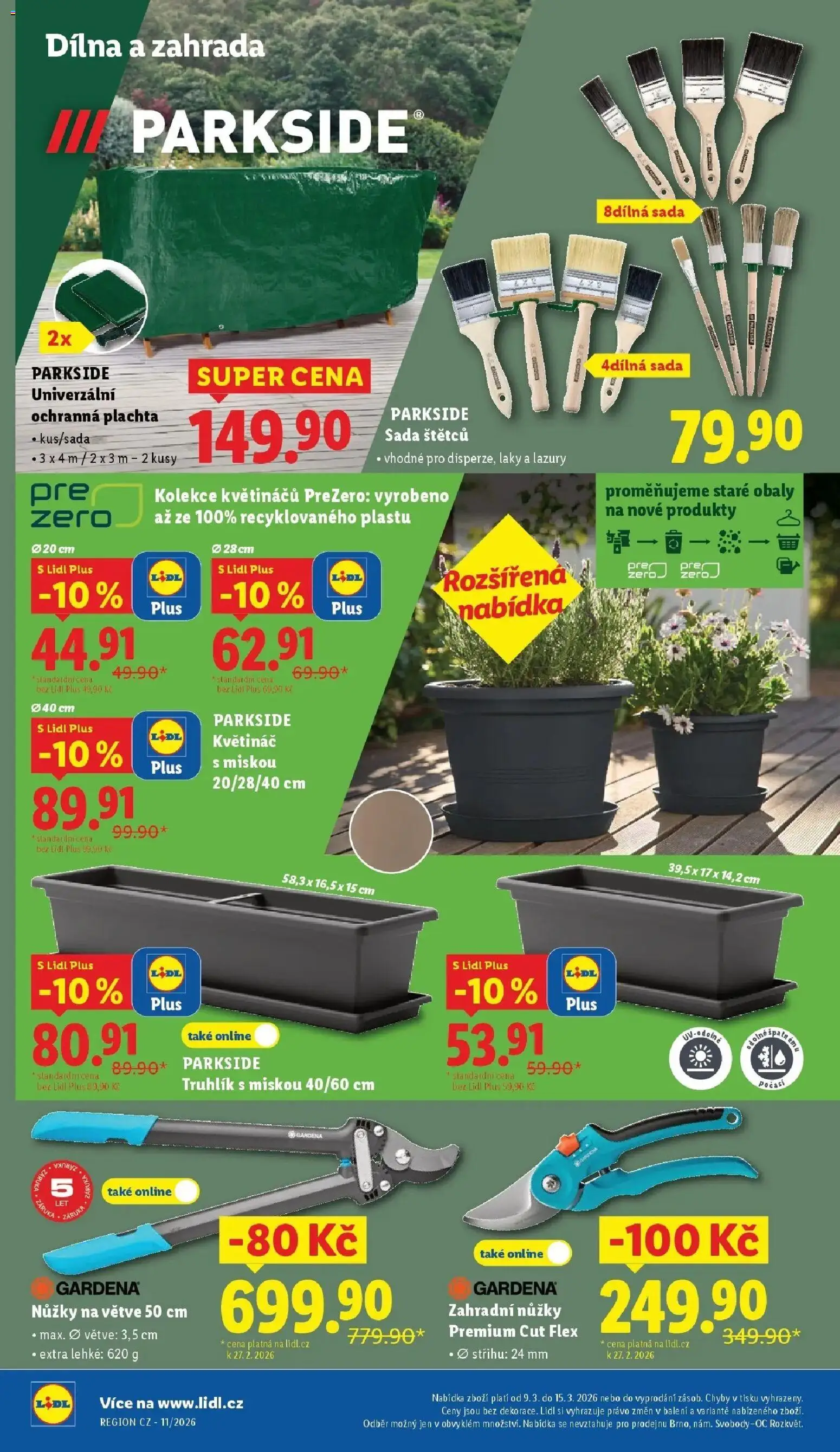 Lidl aktuální leták od 09.03.2026 | Strana: 32 | Produkty: Zahrada, Zahradní nůžky, Květináč, Plachta