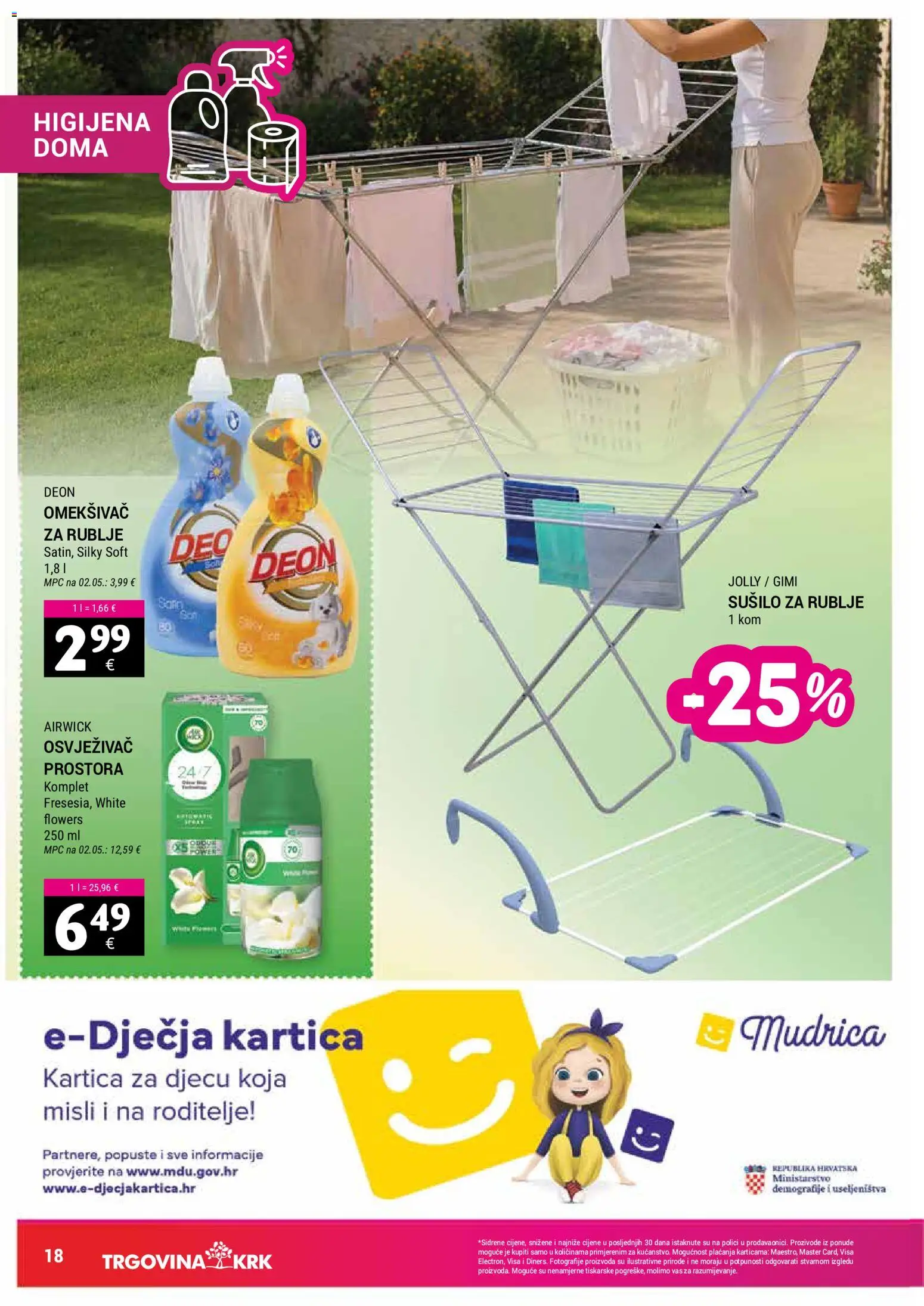 Trgovina Krk katalog | vrijedi od 02.05.2026 | Stranica: 18 | Proizvodi: Omekšivač, Osvježivač prostora, Sušilo za rublje