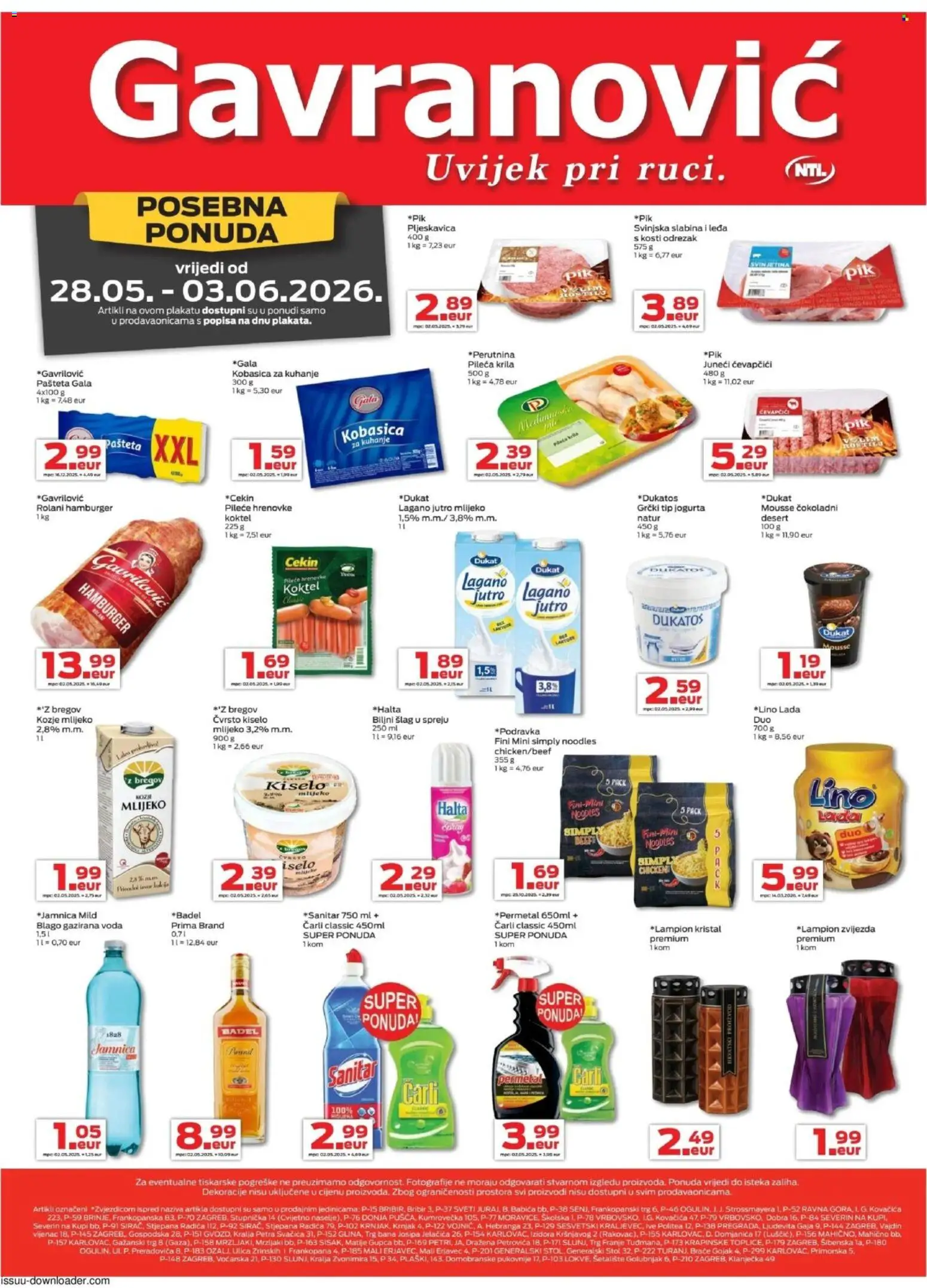 Gavranović katalog | vrijedi od 28.05.2026 | Stranica: 3 | Proizvodi: Pašteta, Luk, Jamnica, Šlag