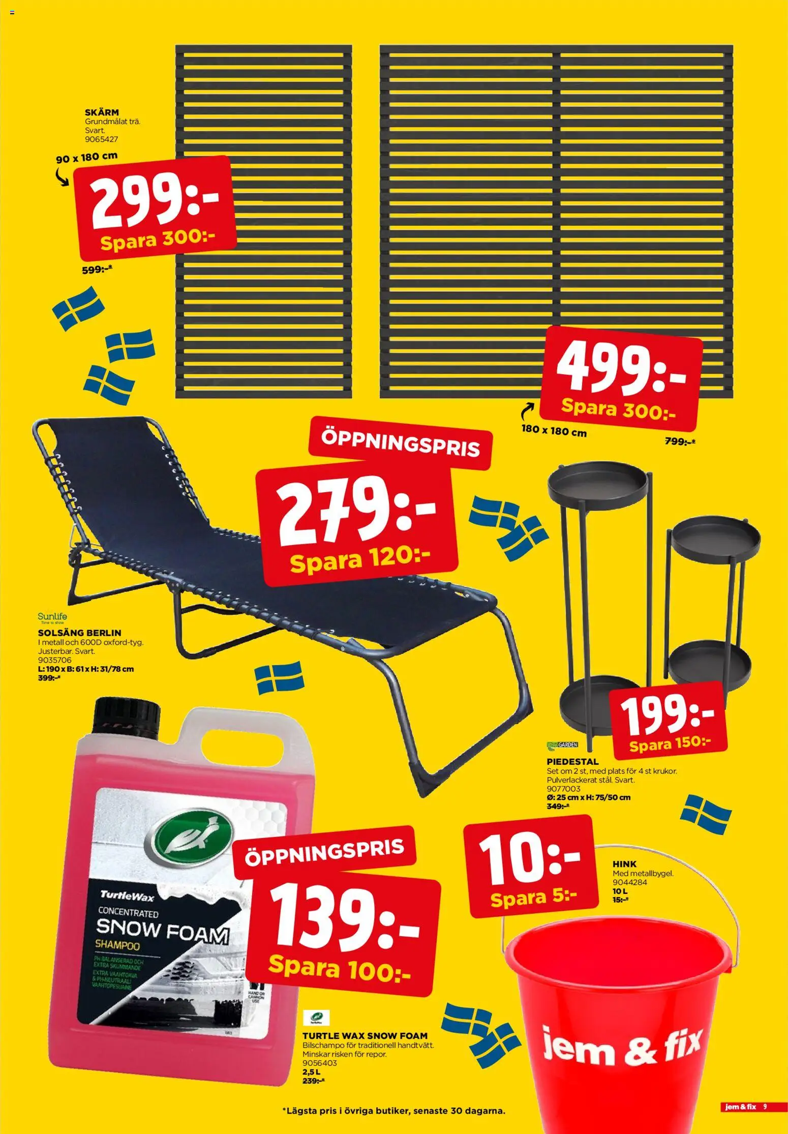 Jem & Fix reklamblad aktuell från 26.05.2026 | Sida: 9 | Produkter: Solsäng, Piedestal, Hink, Set