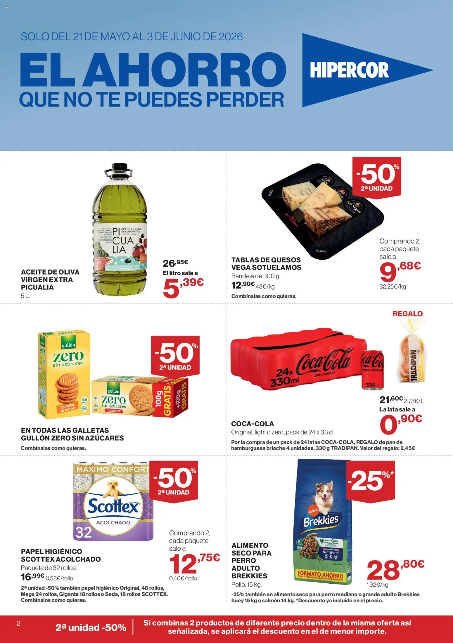 Hipercor catálogo │ válido desde el 21.05.2026 | Página: 2 | Productos: Aceite, Papel higienico, Aceite de oliva, Σοκολατούχο γάλα