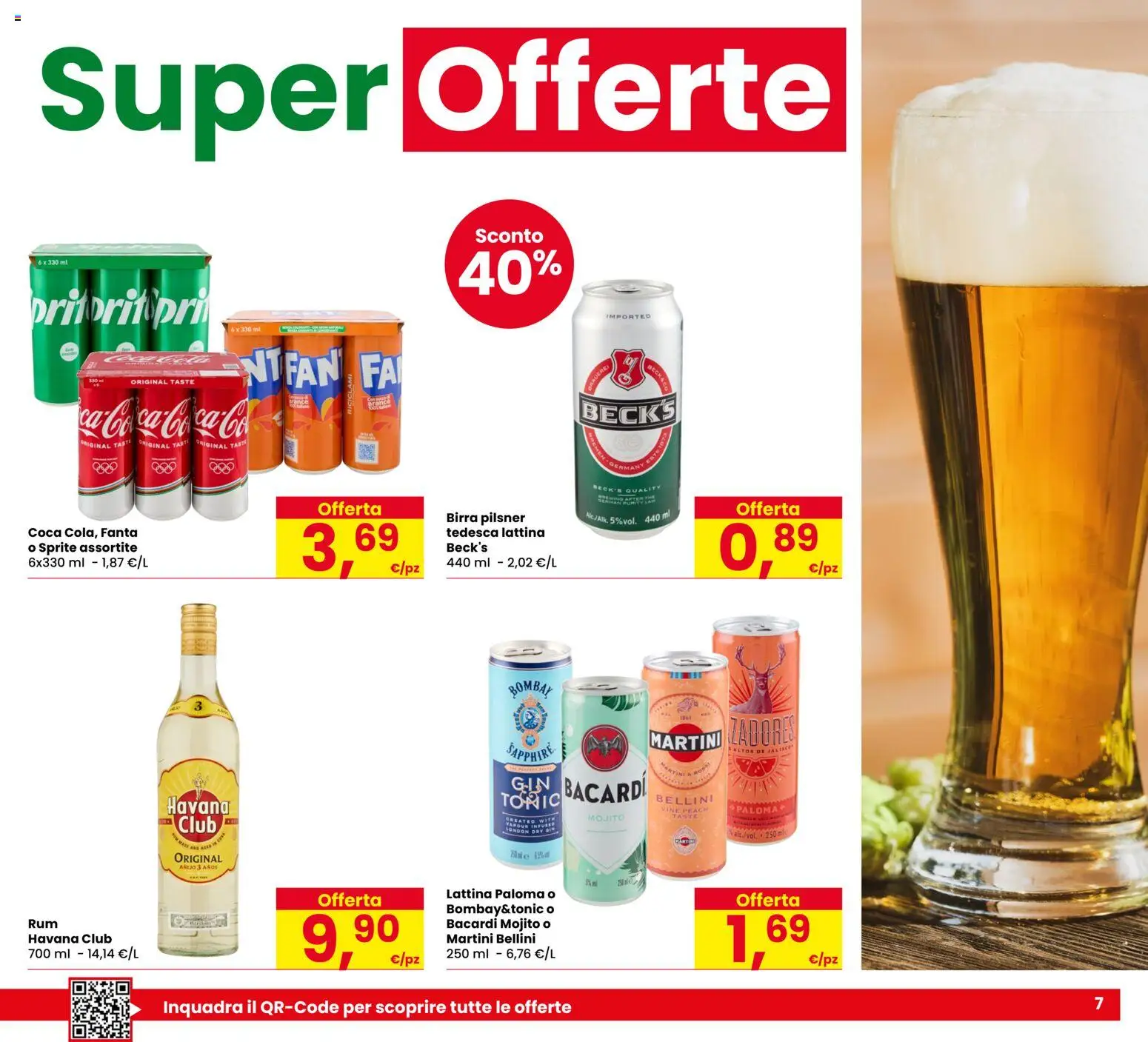 Volantino Eurospar del 23/07/2026 | Pagina: 7 | Prodotti: Birra, Arance, Gin, Fanta