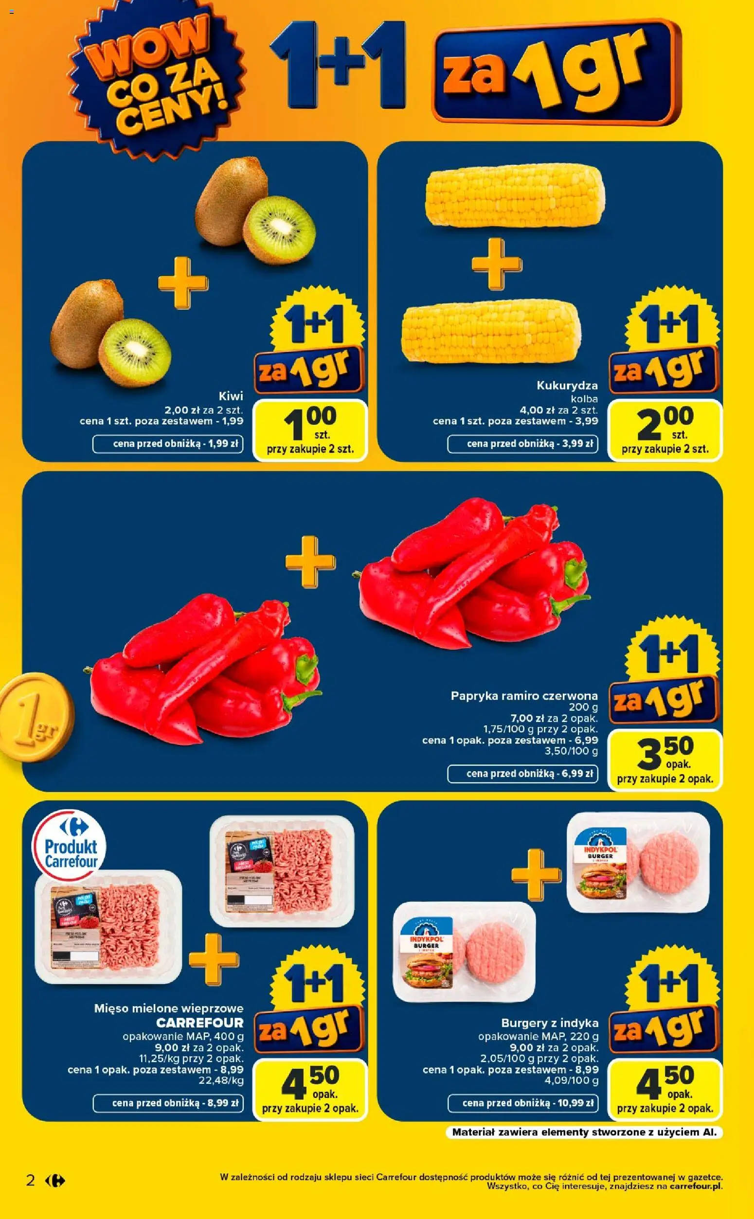 Carrefour gazetka - Wow co za ceny od 07.09.2026 | Strona: 2 | Produkty: Mięso, Kukurydza, Papryka, Burger