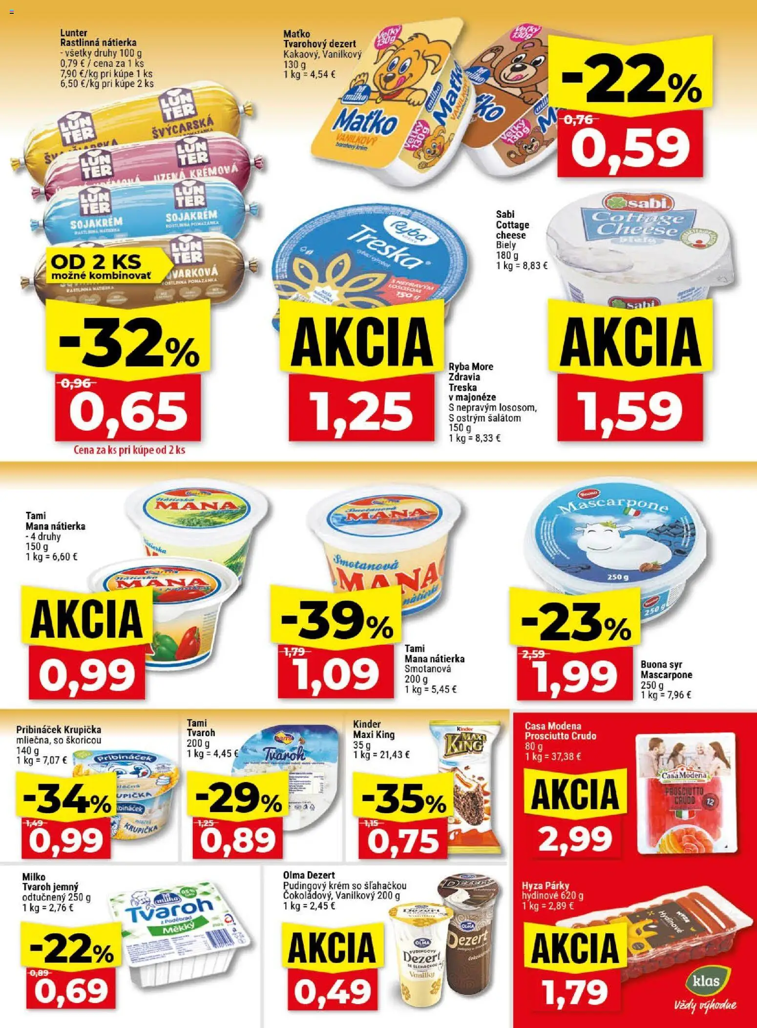 Nové Klas akcie – leták je platný od 11.05.2026 | Strana: 11 | Produkty: Kinder, Ryba, Párky, Mascarpone
