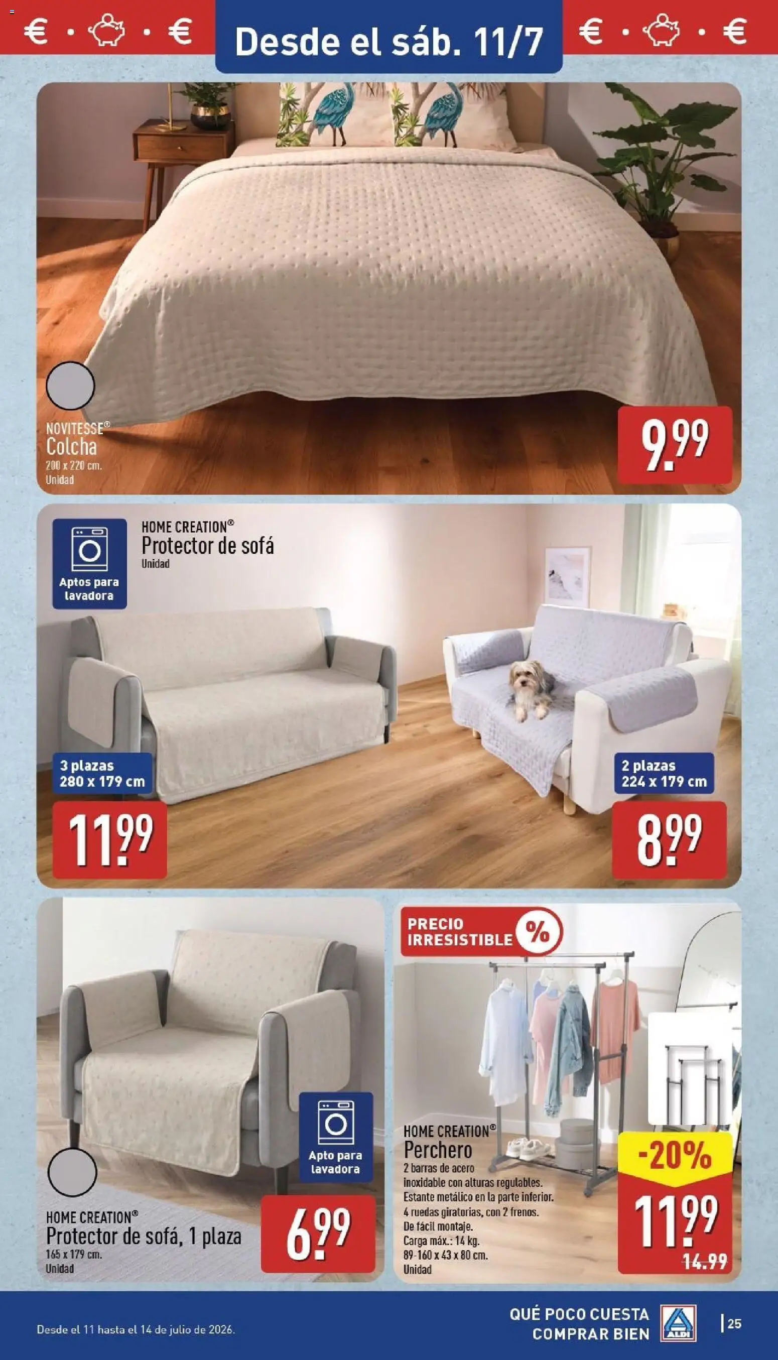 Aldi folleto Península │ válido desde el 06/07/2026 | Página: 25 | Productos: Perchero, Lavadora, Estante, Colcha