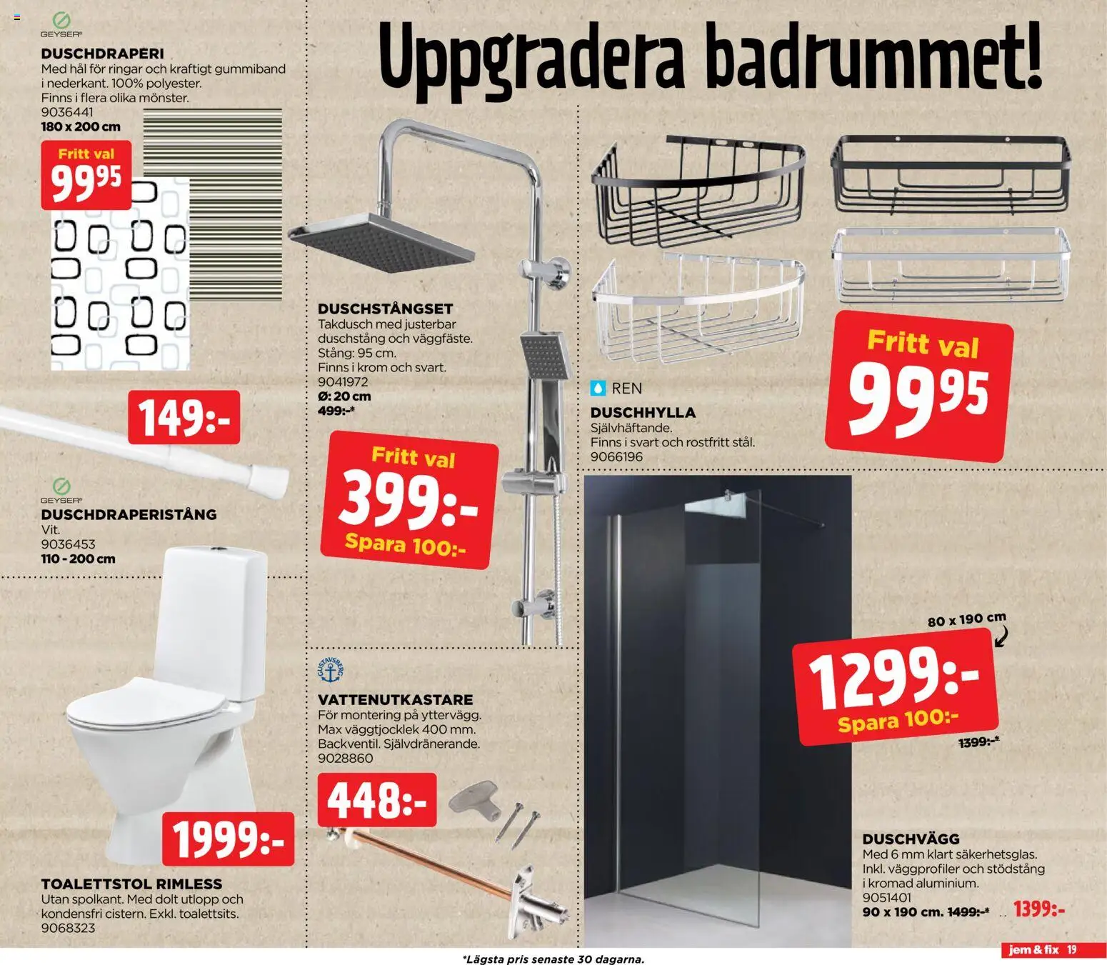 Jem & Fix reklamblad aktuell från 18.05.2026 | Sida: 19 | Produkter: Duschhylla, Duschdraperi
