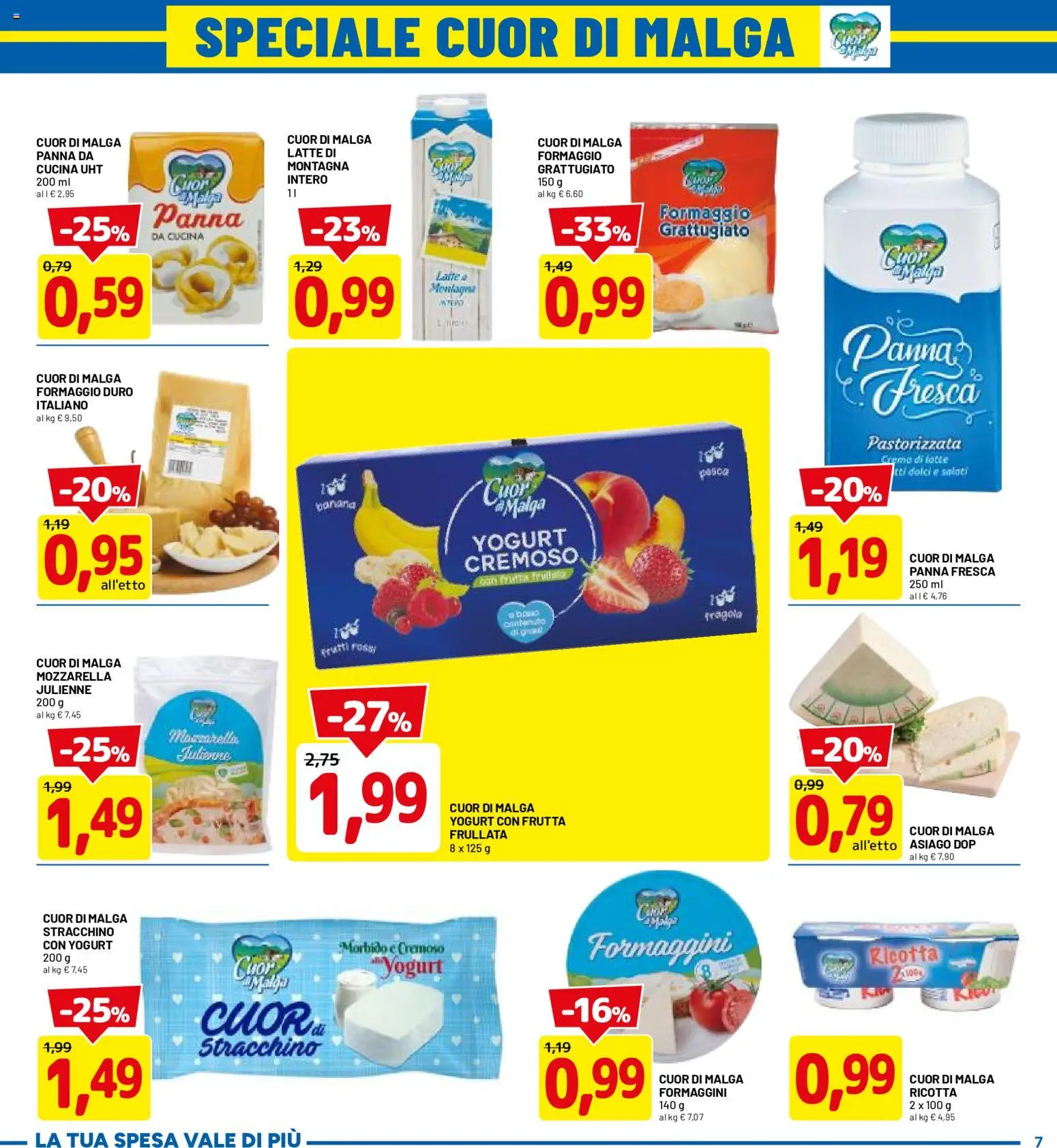 Volantino D Più del 30.04.2026 | Pagina: 7 | Prodotti: Yogurt, Panna, Mozzarella, Stracchino