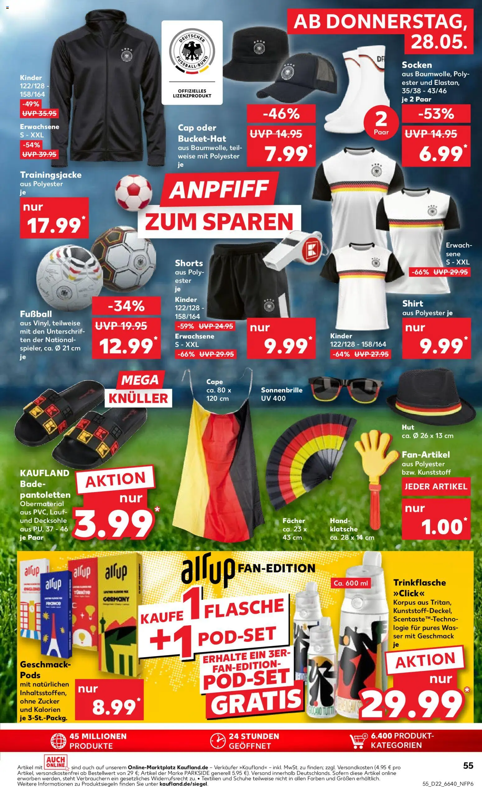 Kaufland Prospekt Speyer – gültig ab 28.05.2026 | Seite: 55 | Produkte: Trainingsjacke, Wasser, Zucker, Hut