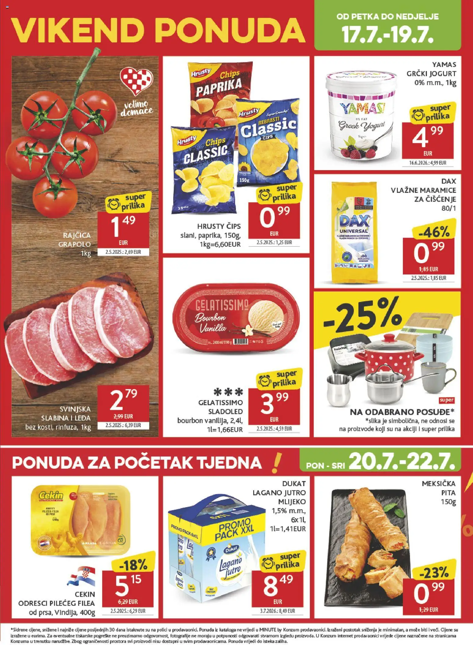Konzum HR akciós ujság - amely érvényes a következő dátumtól: 2026.07.15. | Oldal: 41 | Termékek: Chips, Paprika, Bourbon, Pita