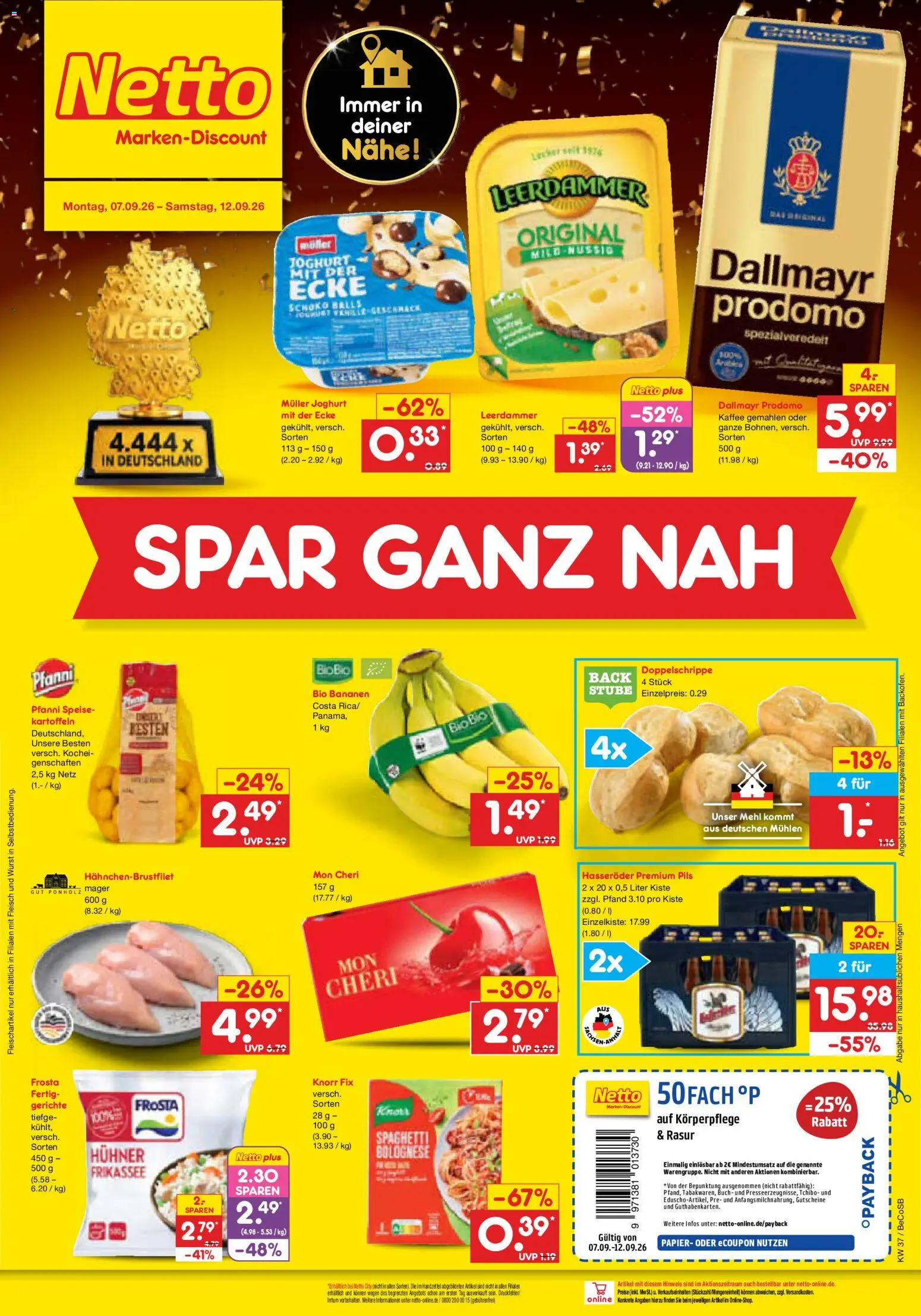 Netto Marken-Discount Prospekt – gültig ab 07.09.2026 | Seite: 2 | Produkte: Spaghetti, Frosta, Kartoffeln, Fleisch