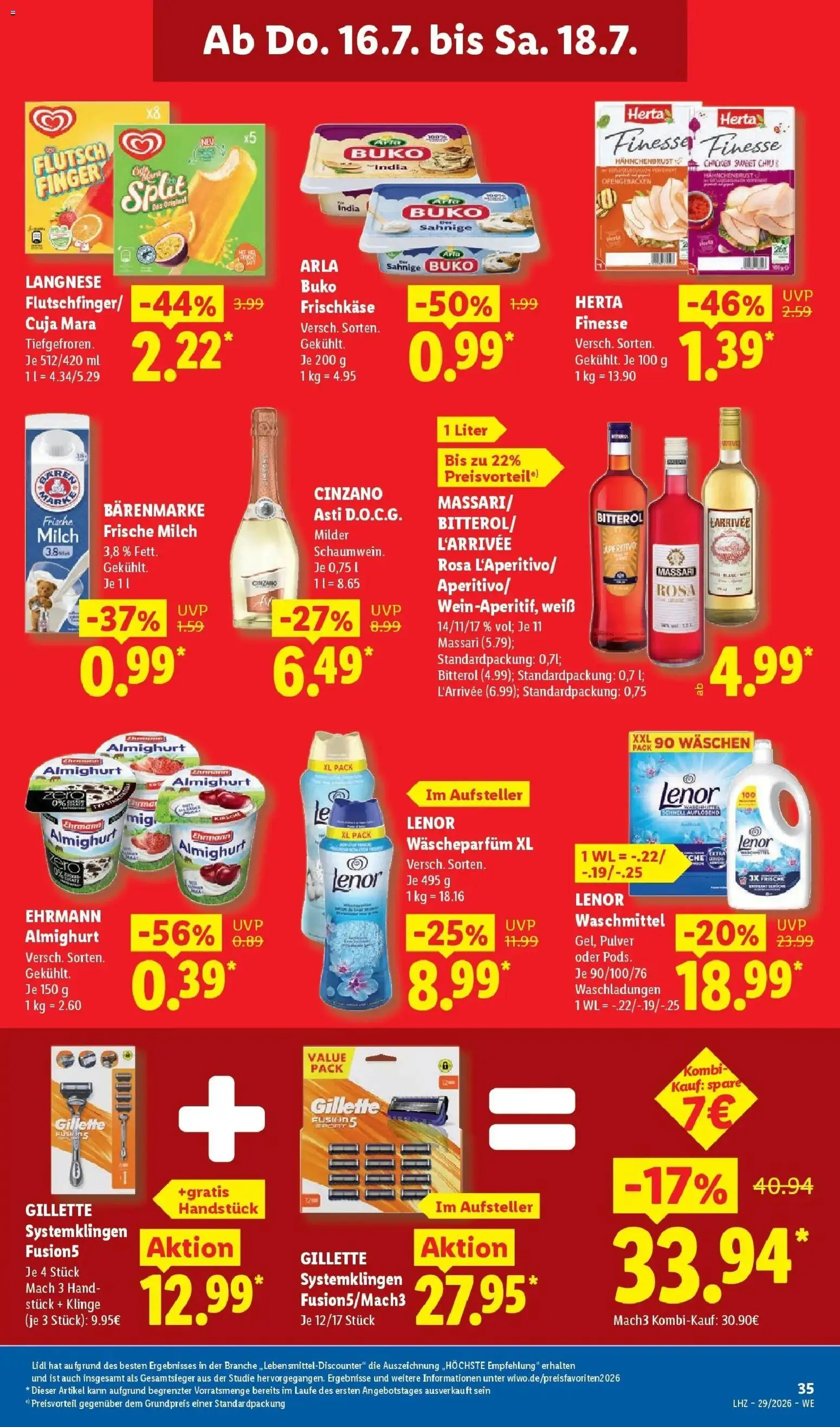 Lidl Prospekt Künzell – gültig ab 13.07.2026 | Seite: 69 | Produkte: Lenor, Langnese, Milch, Arla buko