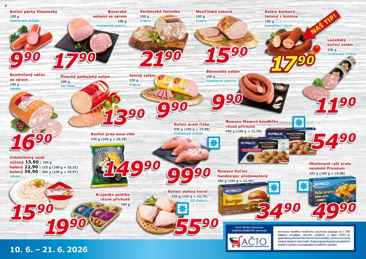 Eso market leták od 10.06.2026 | Strana: 3 | Produkty: Salám, Sekaná, Uzeniny, Gothajský salám