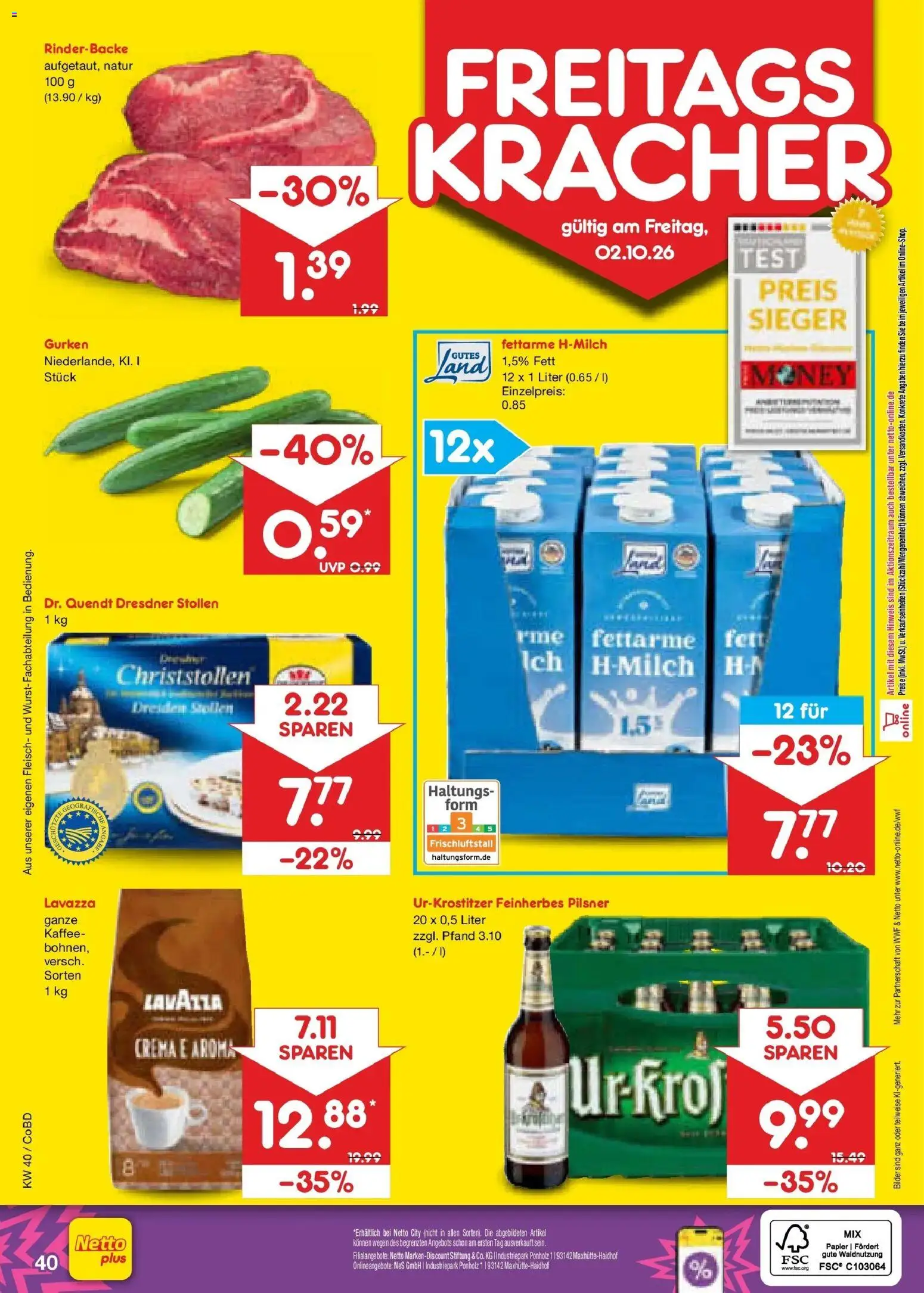 Netto Marken-Discount Prospekt Delitzsch – gültig ab 28.09.2026 | Seite: 62 | Produkte: Lavazza, Kaffee, Bilder, Gurken