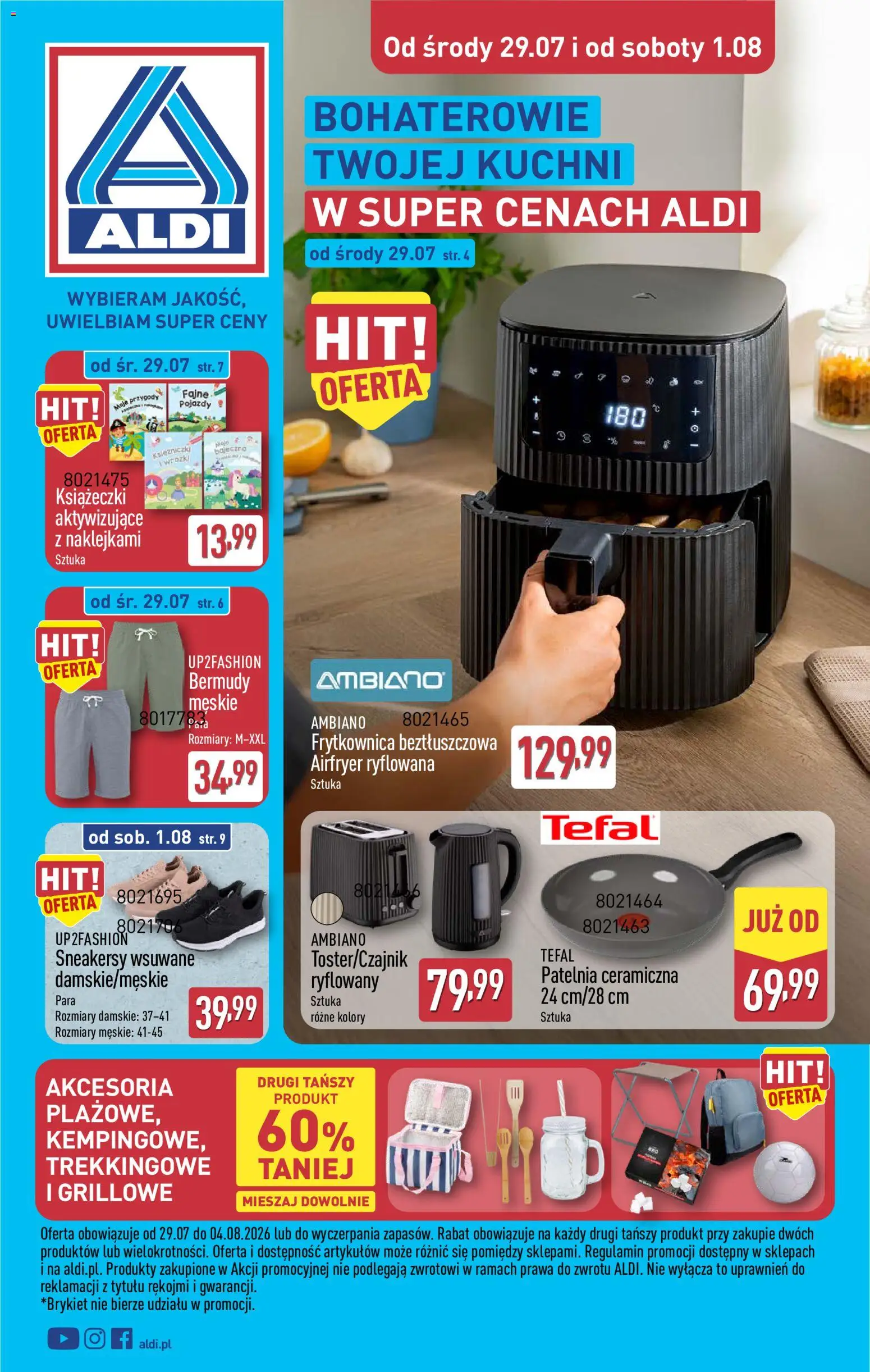 Aldi Polsko leták - Ostatnie sztuki w wybranych sklepach od 29.07.2026 | Strana: 1 | Produkty: Airfryer, Tefal
