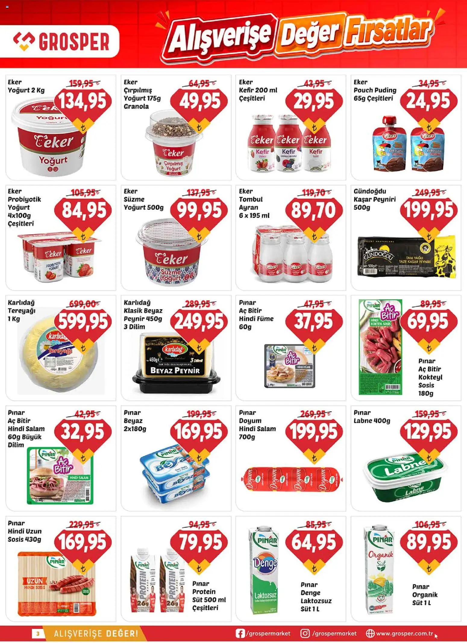 Grosper Katalog - 16 Eylül 2026 tarihinden itibaren geçerlidir | Sayfa: 3 | Ürünler: Kefir, Peynir, Salam, Sosis