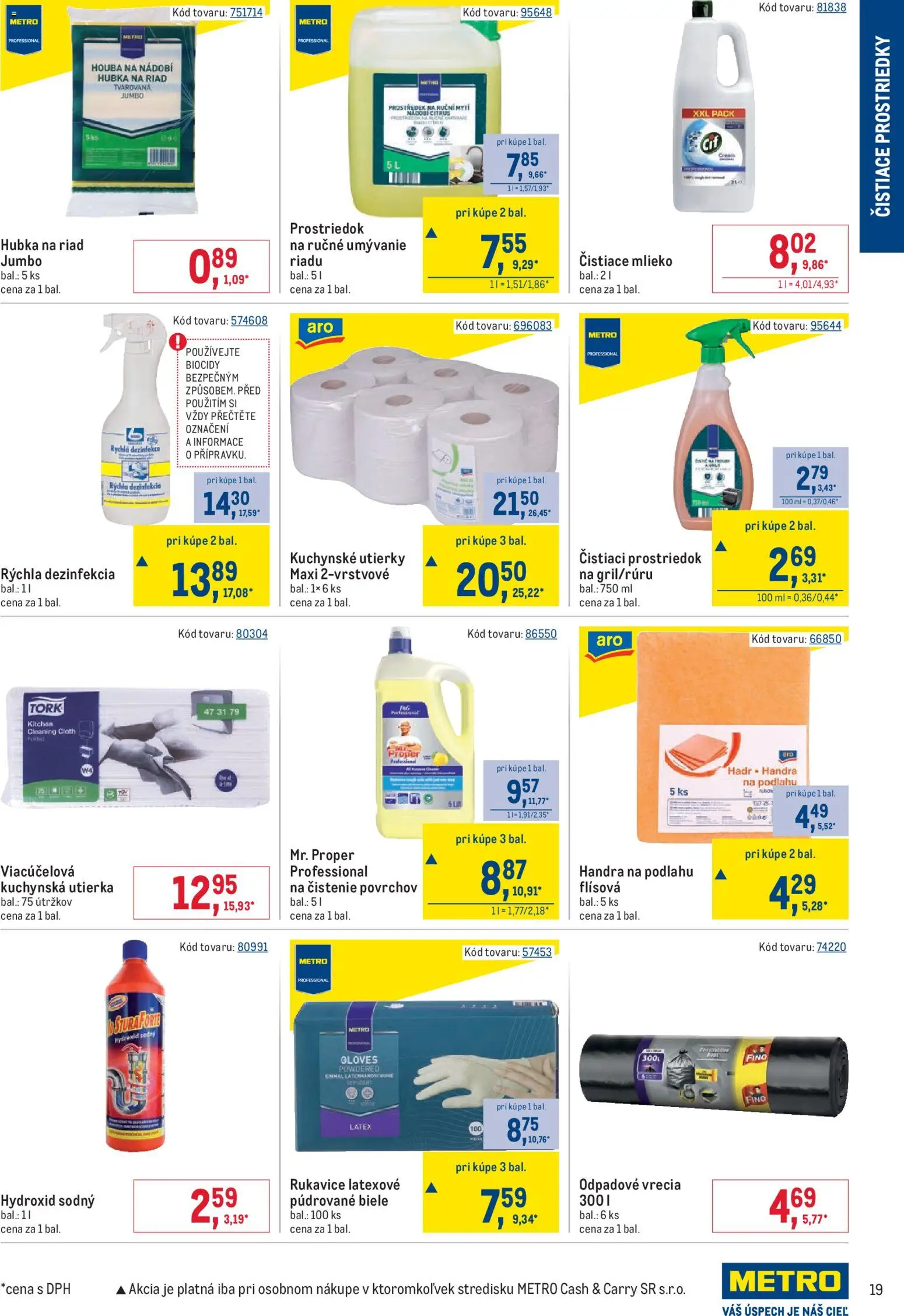 Nové Metro akcie – leták je platný od 01.06.2026 | Strana: 19 | Produkty: Mlieko, Hubka, Čistiaci prostriedok, Rukavice
