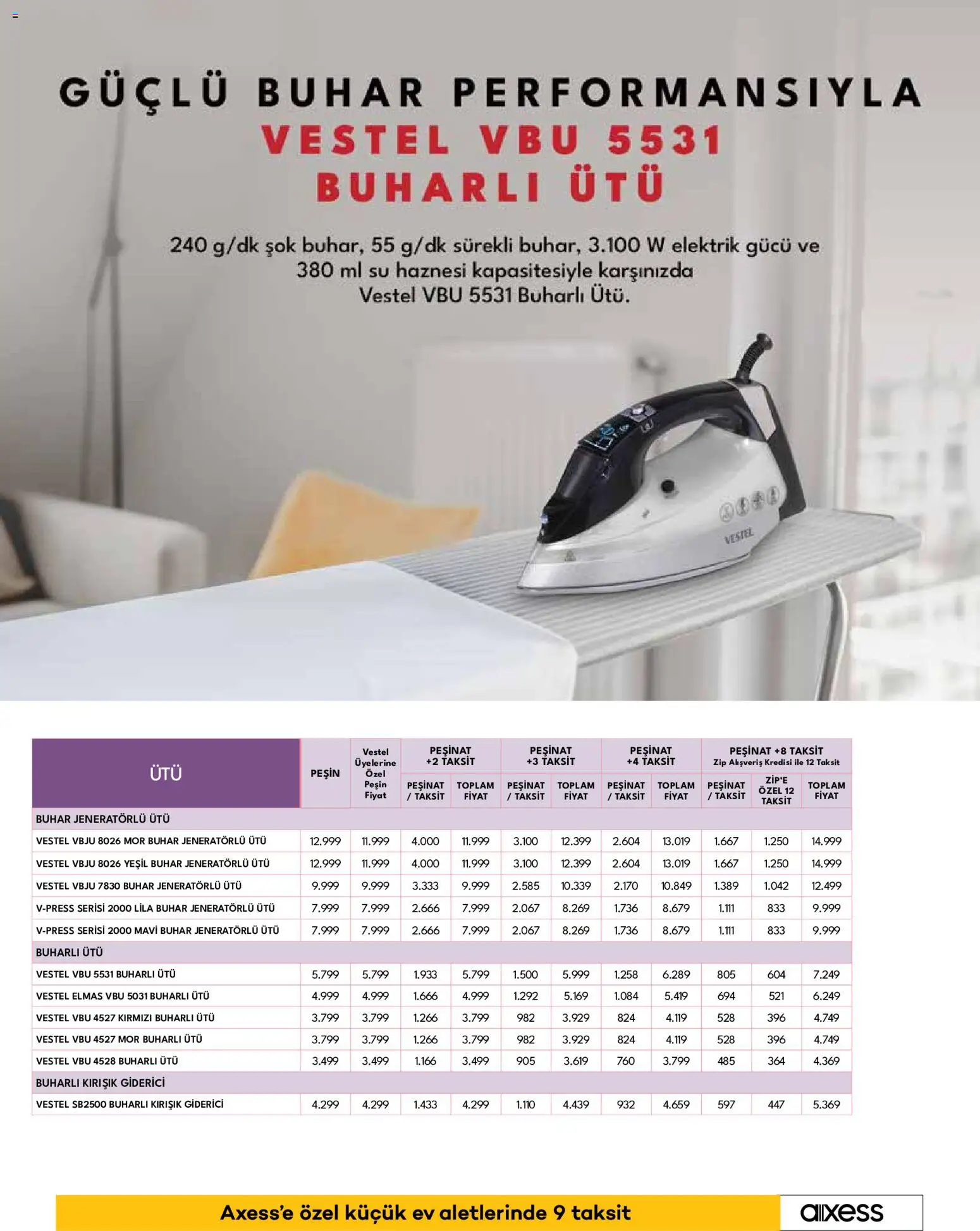 Vestel - Küçük Ev Aletleri - 01 Ağustos 2026 tarihinden itibaren geçerlidir | Sayfa: 16 | Ürünler: Su, Ütü