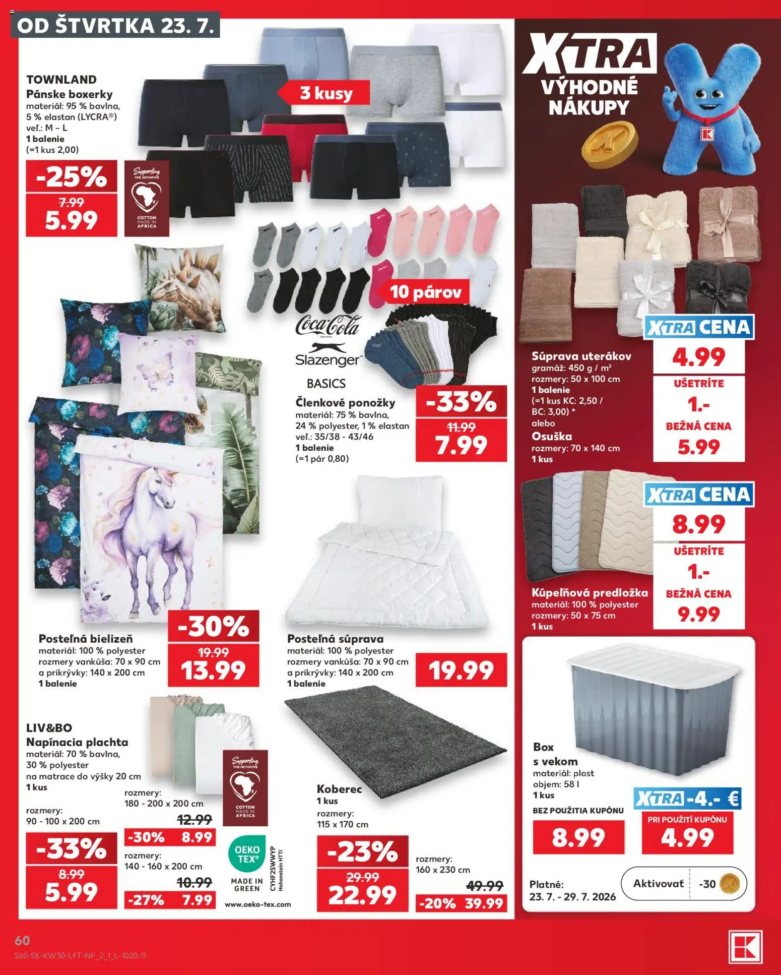 Nové Kaufland akcie – leták je platný od 23.07.2026 | Strana: 60 | Produkty: Matrace, Plachta, Koberec