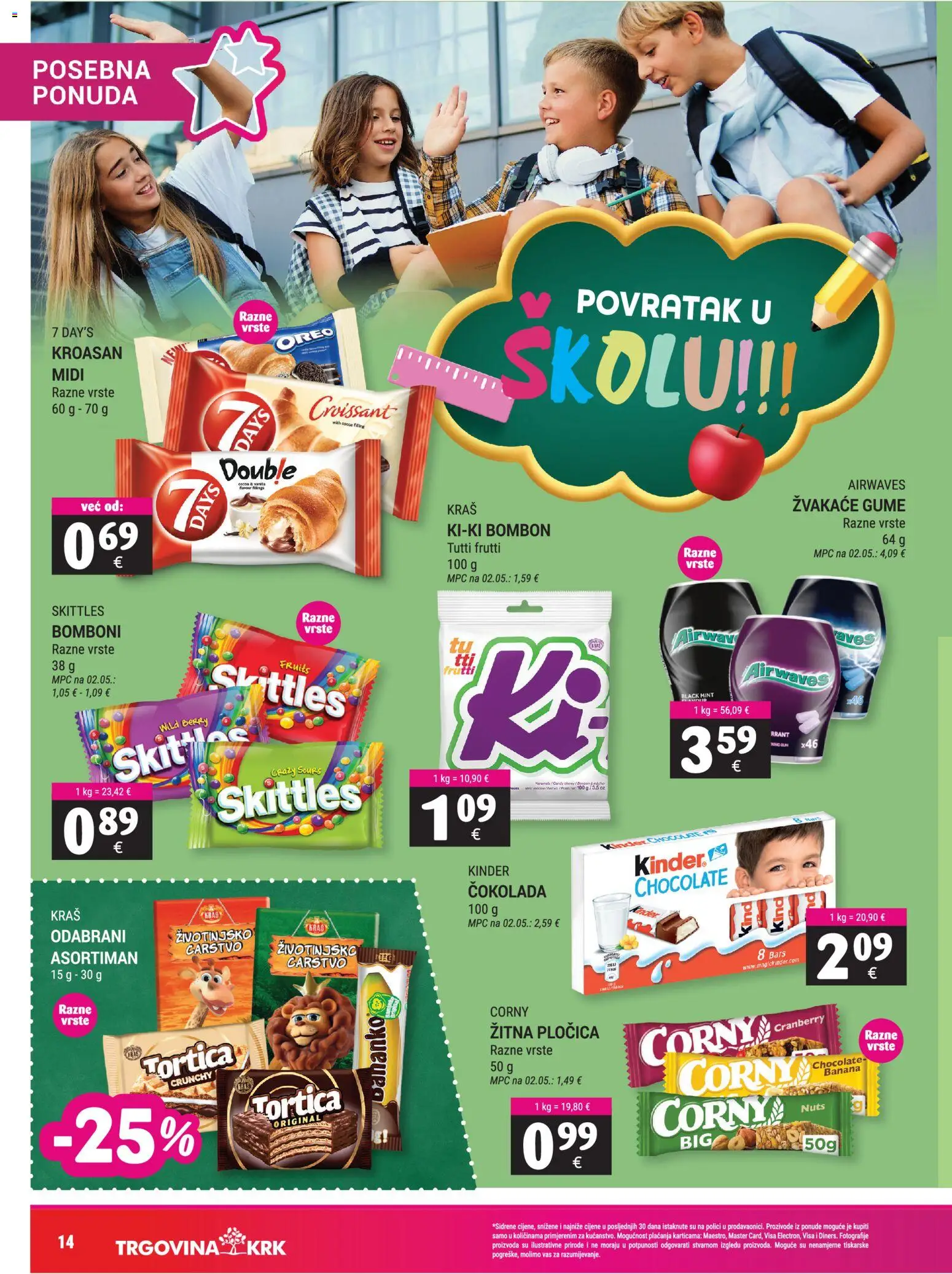 Trgovina Krk katalog | vrijedi od 01.09.2026 | Stranica: 14 | Proizvodi: Žvakaće gume, Oreo, Bombon, Bomboni