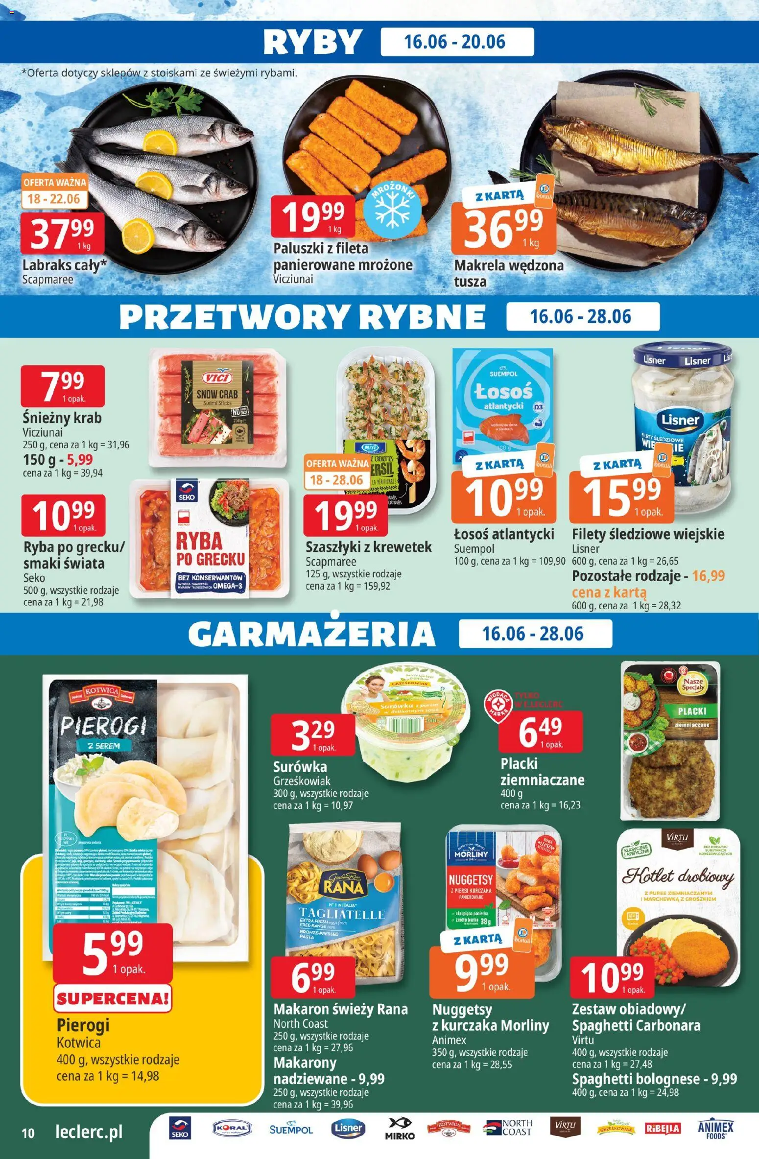 E.Leclerc gazetka - Radom od 16.06.2026 | Strona: 10 | Produkty: Carbonara, Ryby, Makarony, Makaron