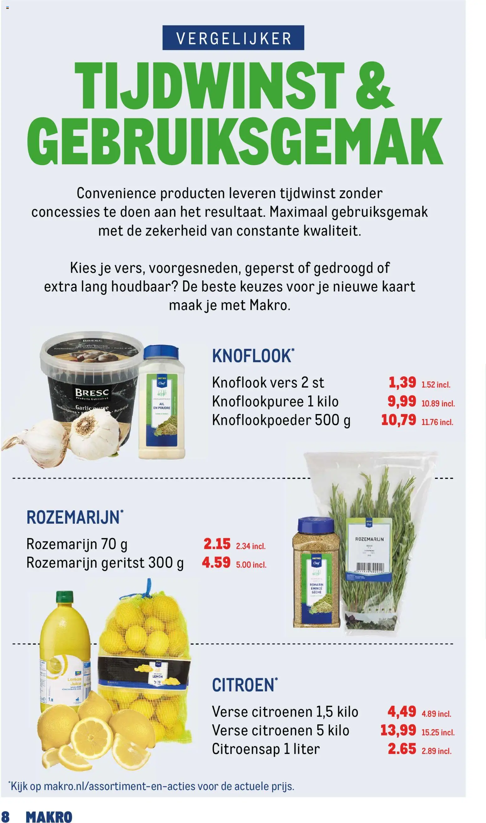 {H1} | Pagina: 8 | Producten: Citroensap, Citroenen, Kaart, Knoflook