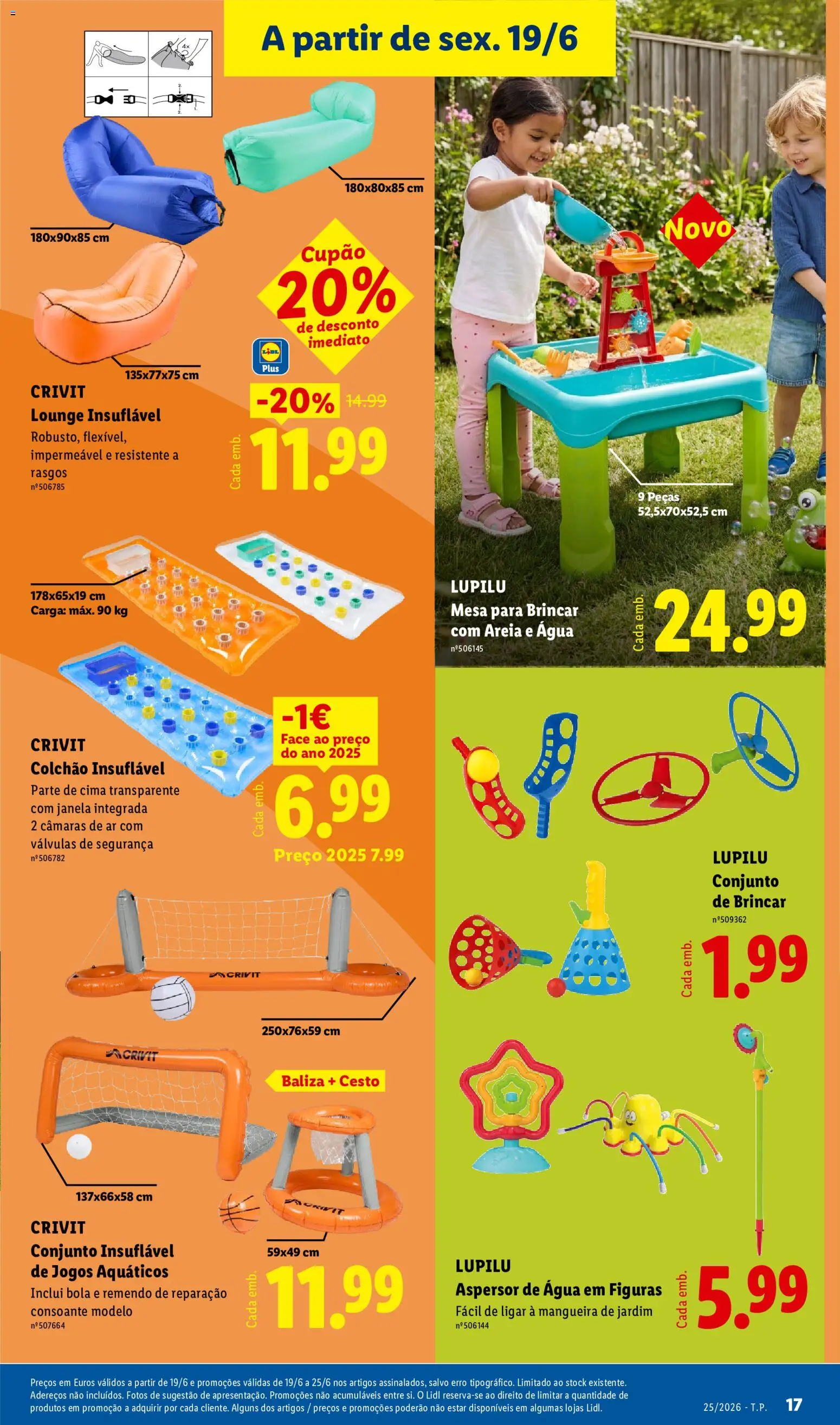 Lidl Novidades │ válido de 15.06.2026 | Página: 17 | Produtos: Agua, Areia, Colchão, Mesa