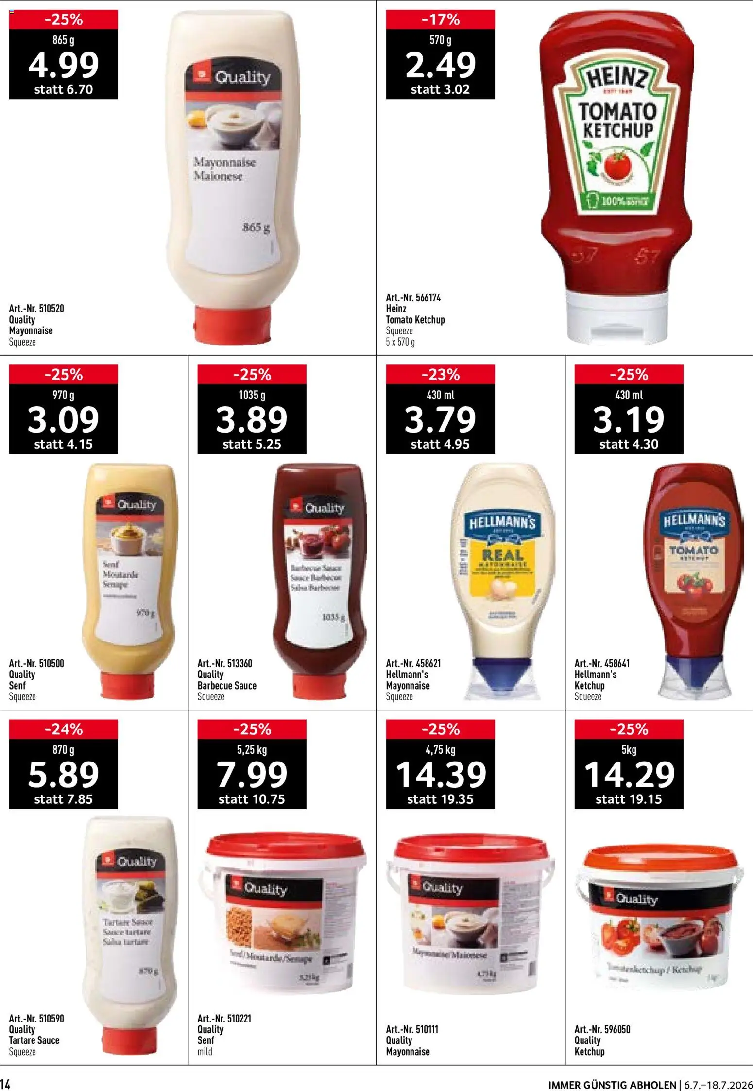 Prodega Aktionen Take Away – gültig ab 06.07.2026 | Seite: 14 | Produkte: Ketchup, Mayonnaise