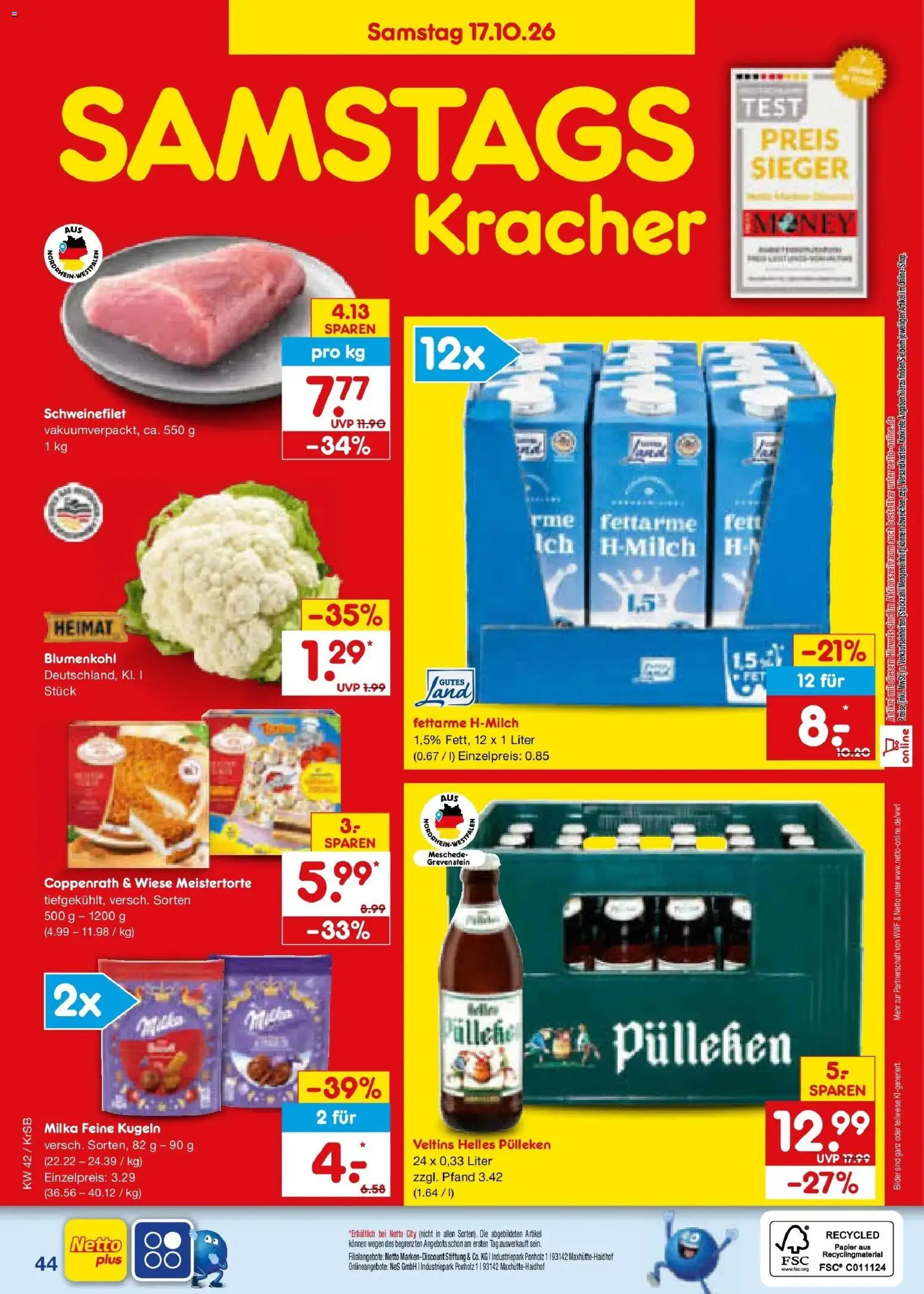 Netto Marken-Discount Prospekt Baesweiler (ab 12.10.2026) » Angebote | Seite: 60 | Produkte: Helles pulleken, Milka, Bilder, Veltins
