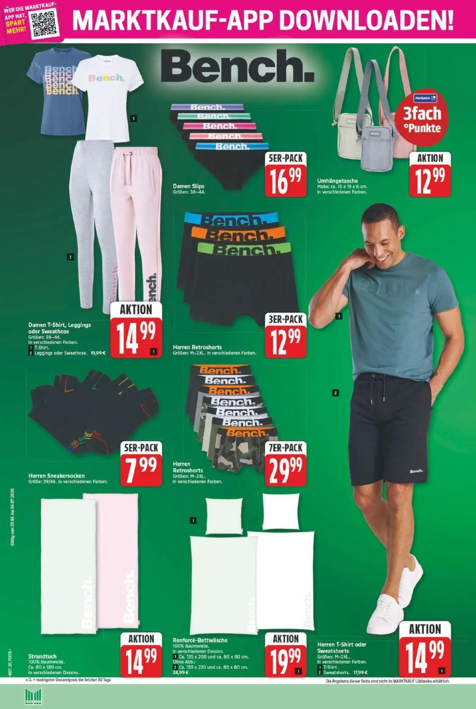 Marktkauf Prospekt – gültig ab 29.06.2026 | Seite: 20 | Produkte: Sweathose, Sweatshorts, Strandtuch, Leggings