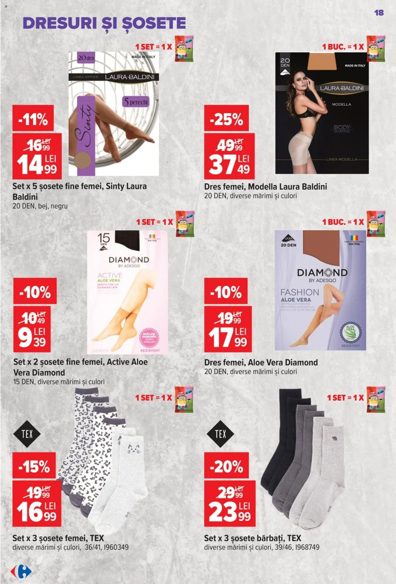 Noul catalog Carrefour – valabil de la 09.09.2026 | Pagină: 18 | Produse: Aloe vera, Body, Active, Șosete