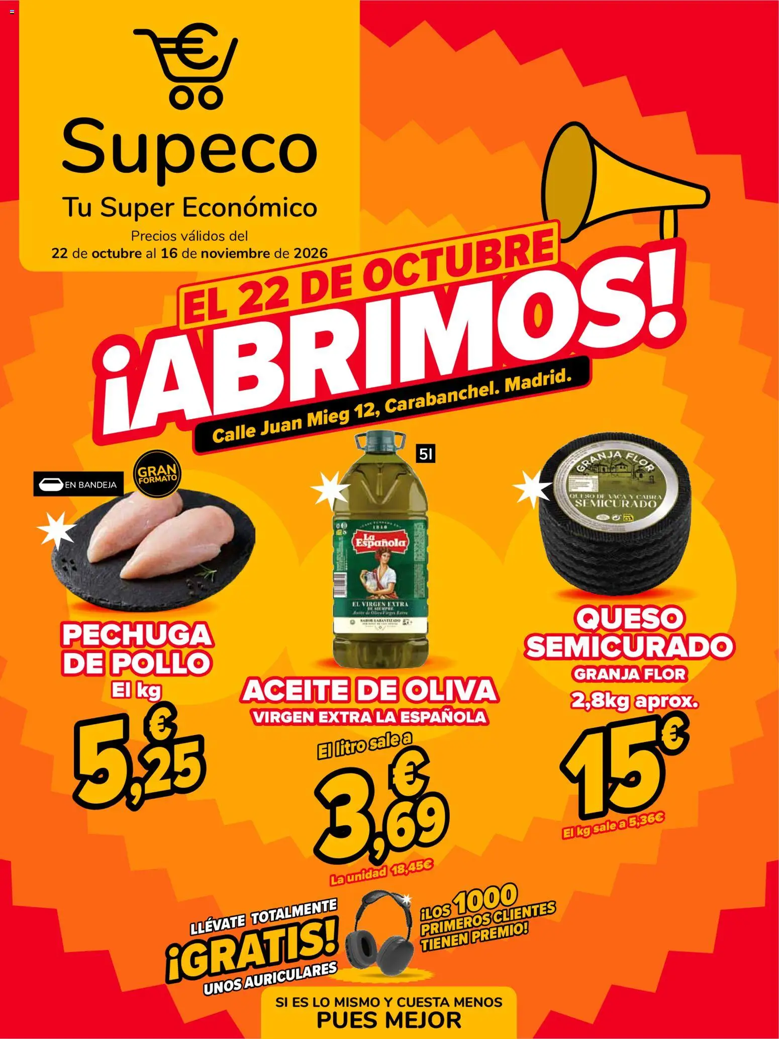 Supeco - folleto │ válido desde el 22/10/2026 | Página: 1 | Productos: Queso, Aceite, Bandeja, Pollo