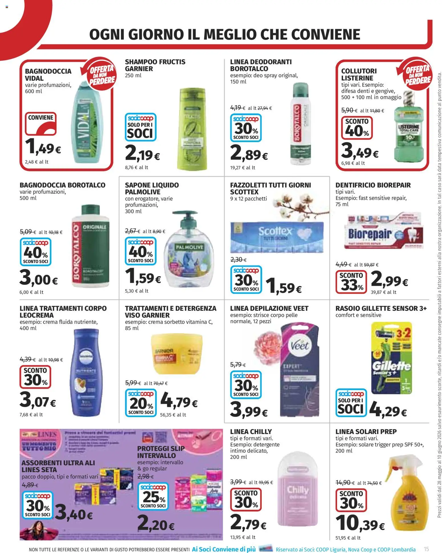 Volantino COOP del 28.05.2026 | Pagina: 15 | Prodotti: Shampoo, Rasoio, Proteggi slip, Intimo