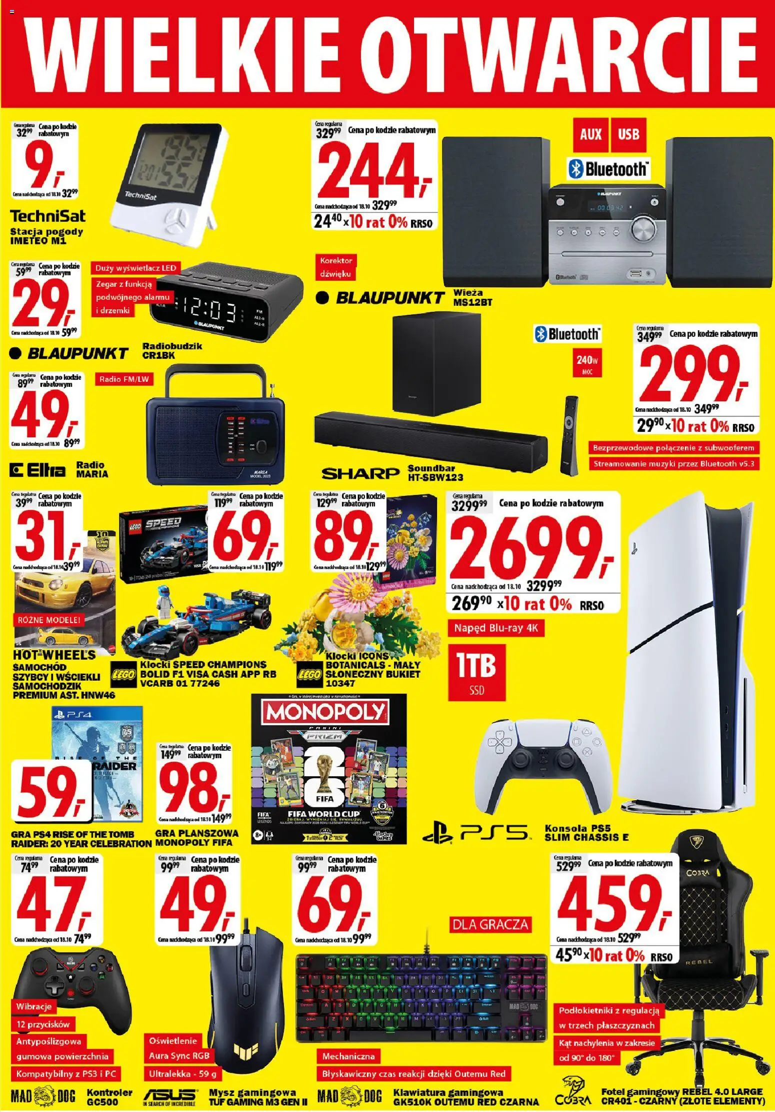 Mediaexpert promocje od 08.10.2026 | Strona: 3 | Produkty: Klawiatura, Hot wheels, Fotel, Soundbar