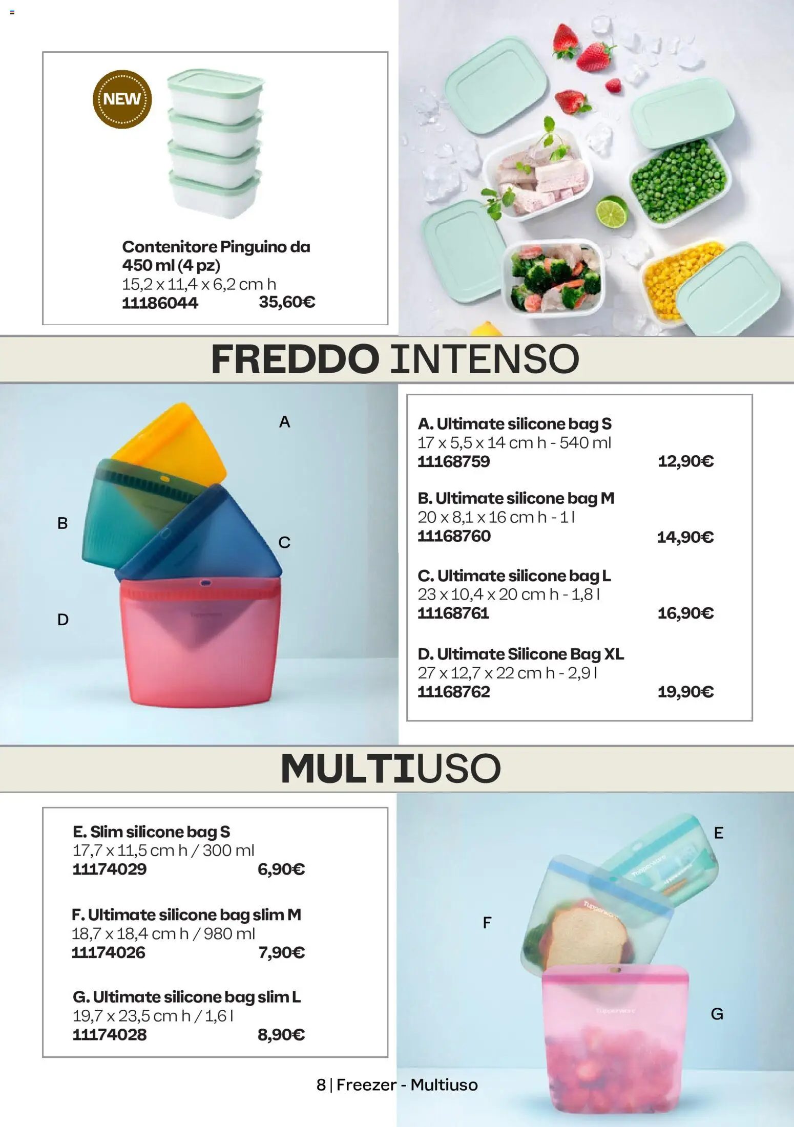 Volantino Tupperware del 01/10/2026 | Pagina: 8 | Prodotti: Freezer, Contenitore, Silicone