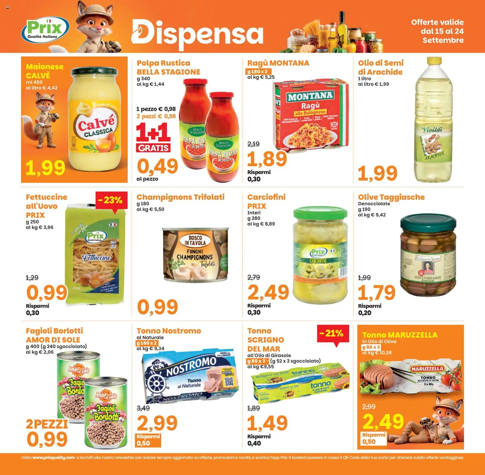 Volantino Prix del 15/09/2026 | Pagina: 14 | Prodotti: Maionese, Pasta, Tonno al naturale, Carne