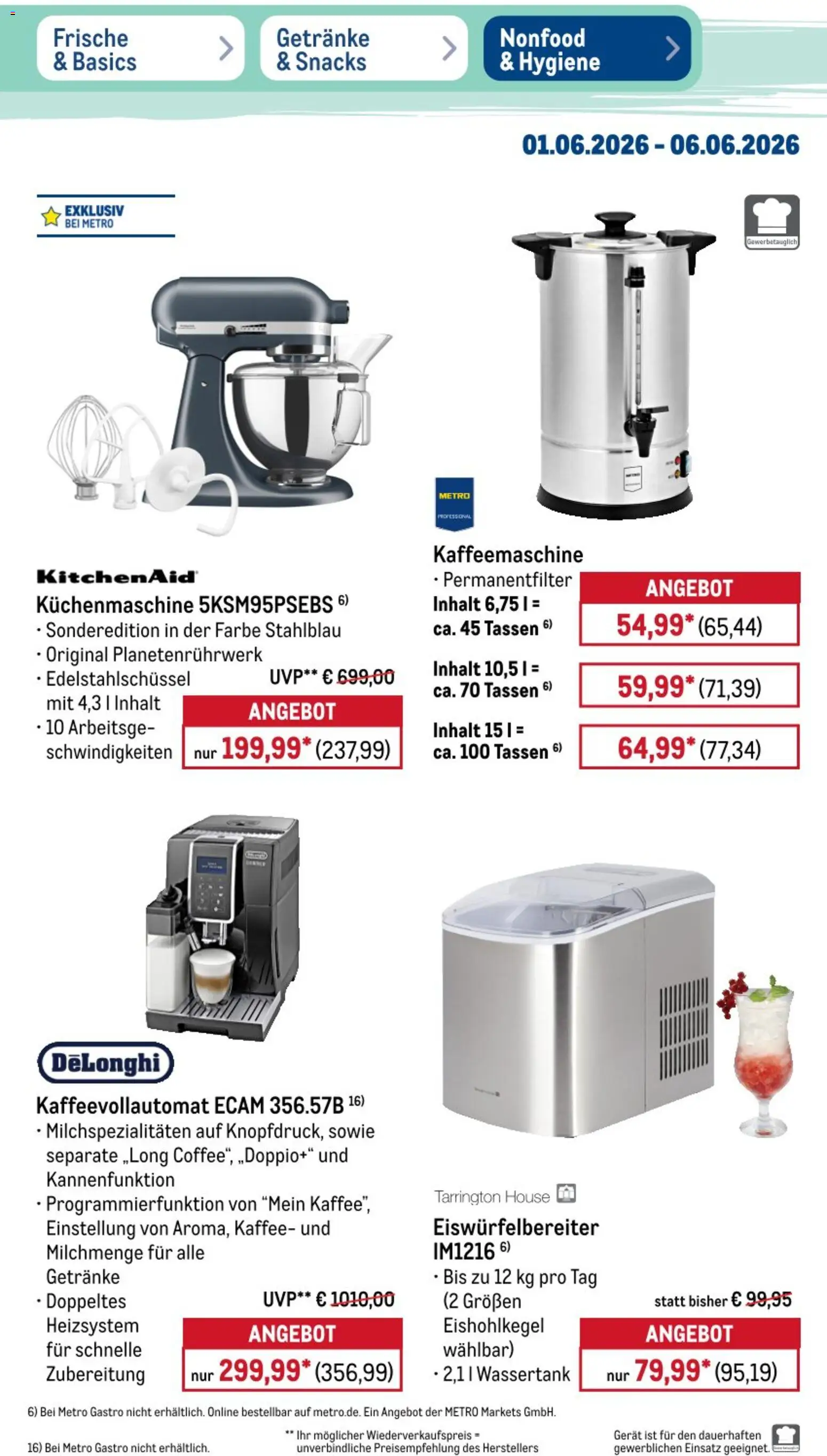 Metro NonFood-Angebote – gültig ab 01.06.2026 | Seite: 10 | Produkte: Kaffeemaschine, Kaffee, Kaffeevollautomat