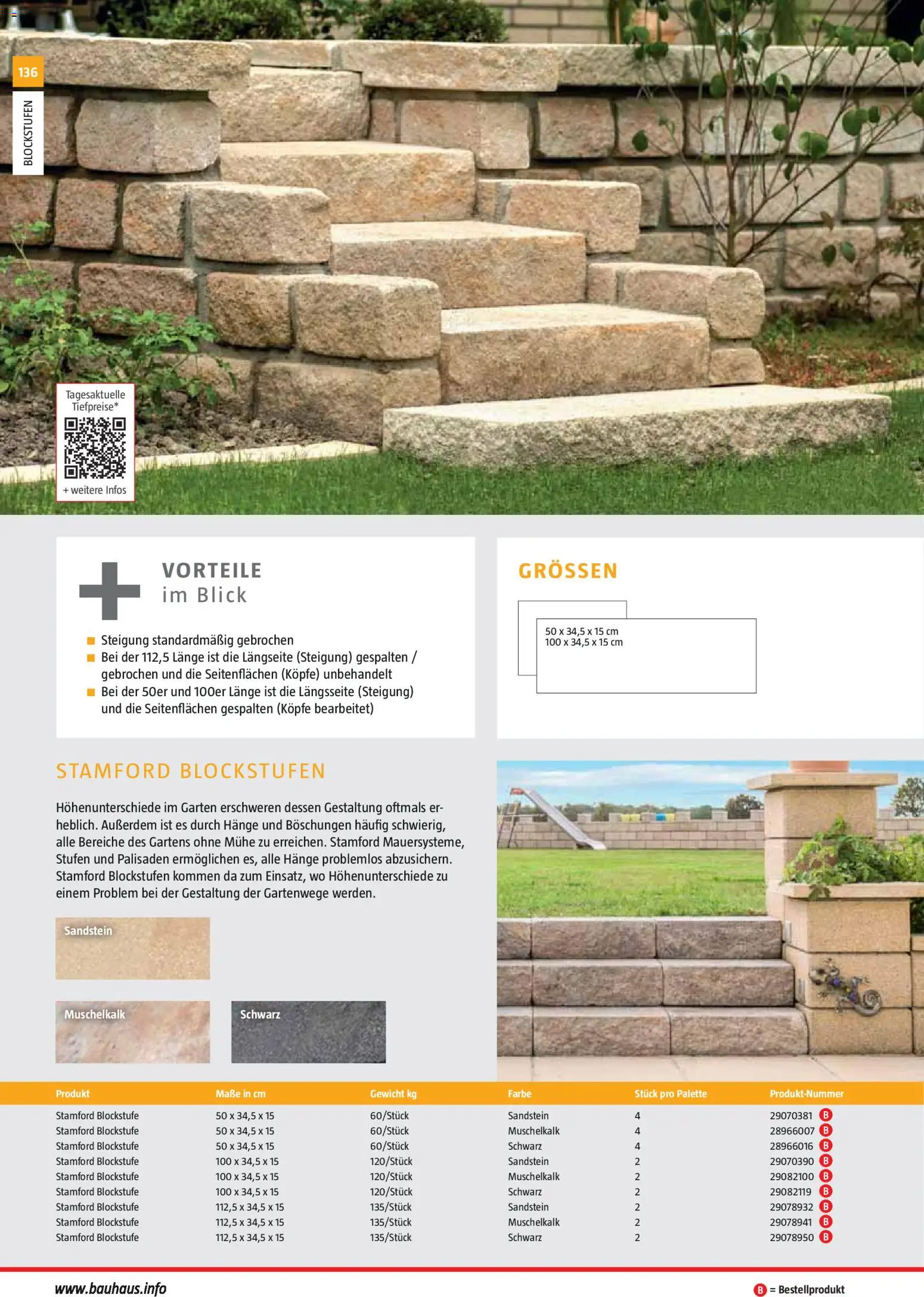 Bauhaus Gartenbaumaterialien 2026 – gültig ab 02.03.2026 | Seite: 136 | Produkte: Gewicht