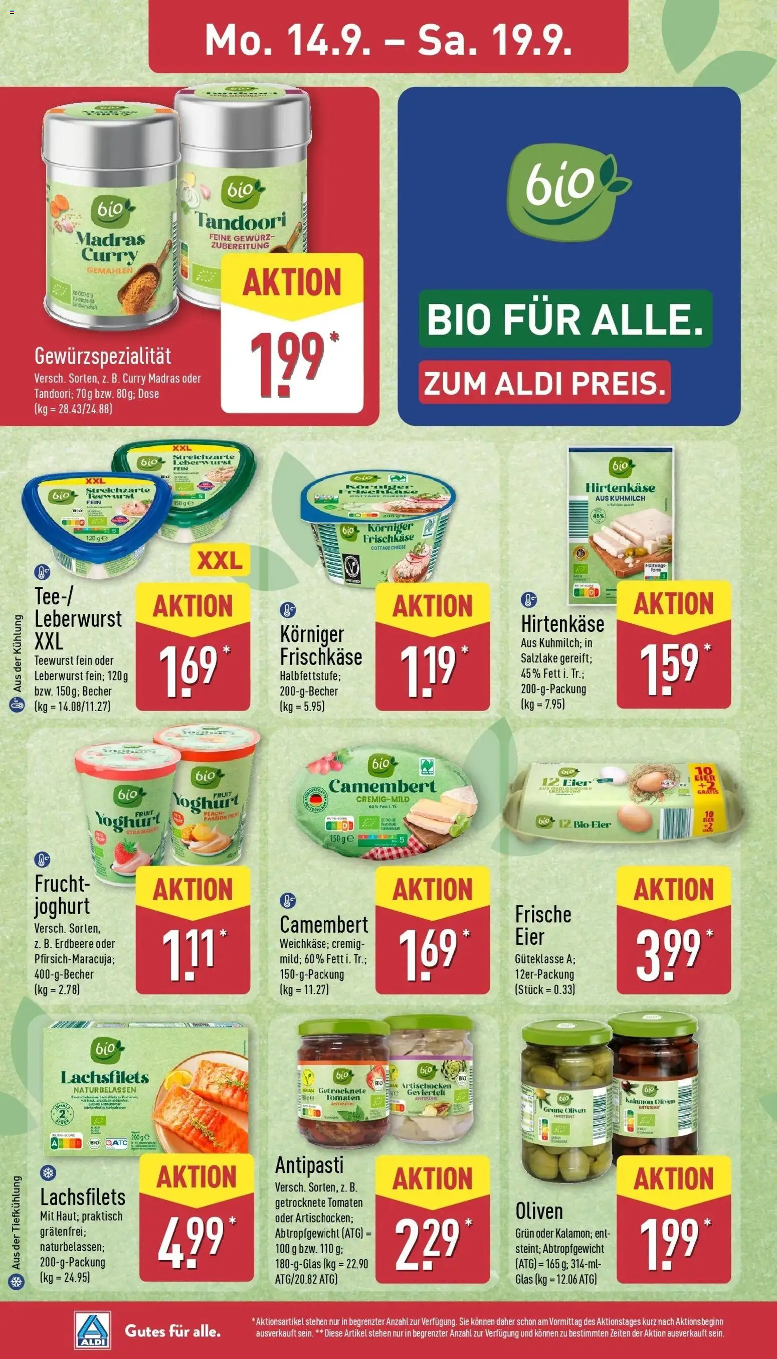 Aldi Aktueller Prospekt (ab 15.09.2026) » Angebote Online | Seite: 10 | Produkte: Joghurt, Eier, Tomaten, Frischkase