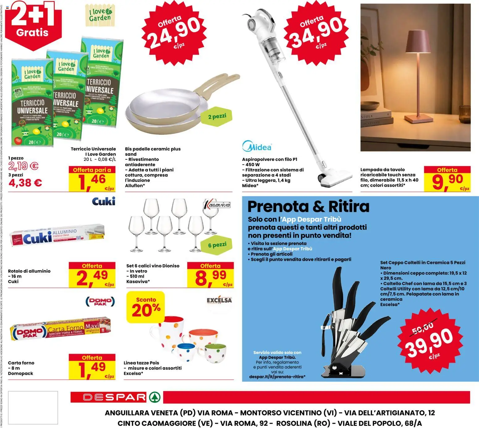 Volantino Despar del 01/10/2026 | Pagina: 24 | Prodotti: Lampada da tavolo, Carta forno, Coltelli, Lampada