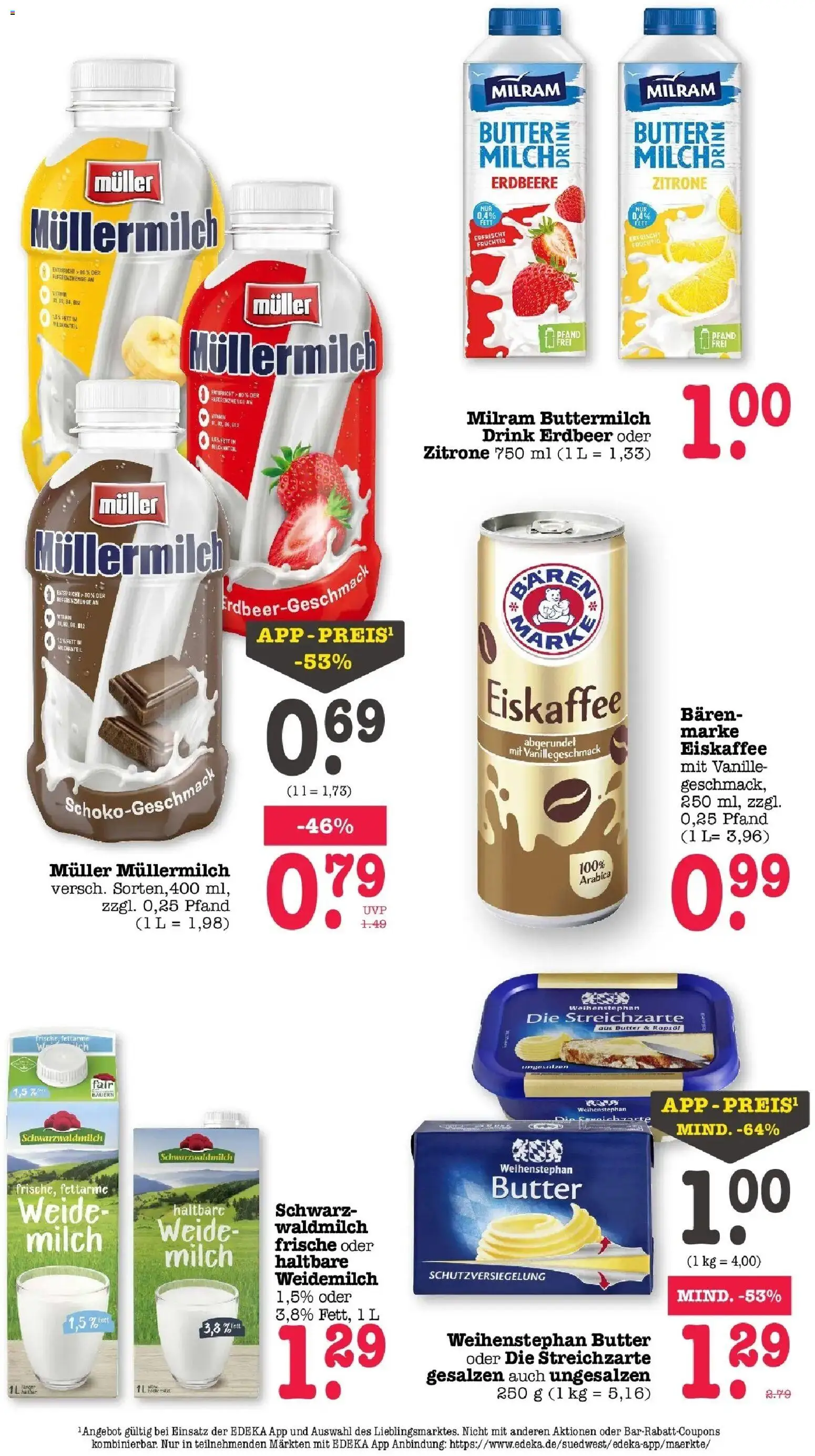 E center Prospekt Karlsruhe (ab 24.08.2026) zum Blättern | Seite: 22 | Produkte: Milch, Haltbare milch, Weihenstephan butter, Milram