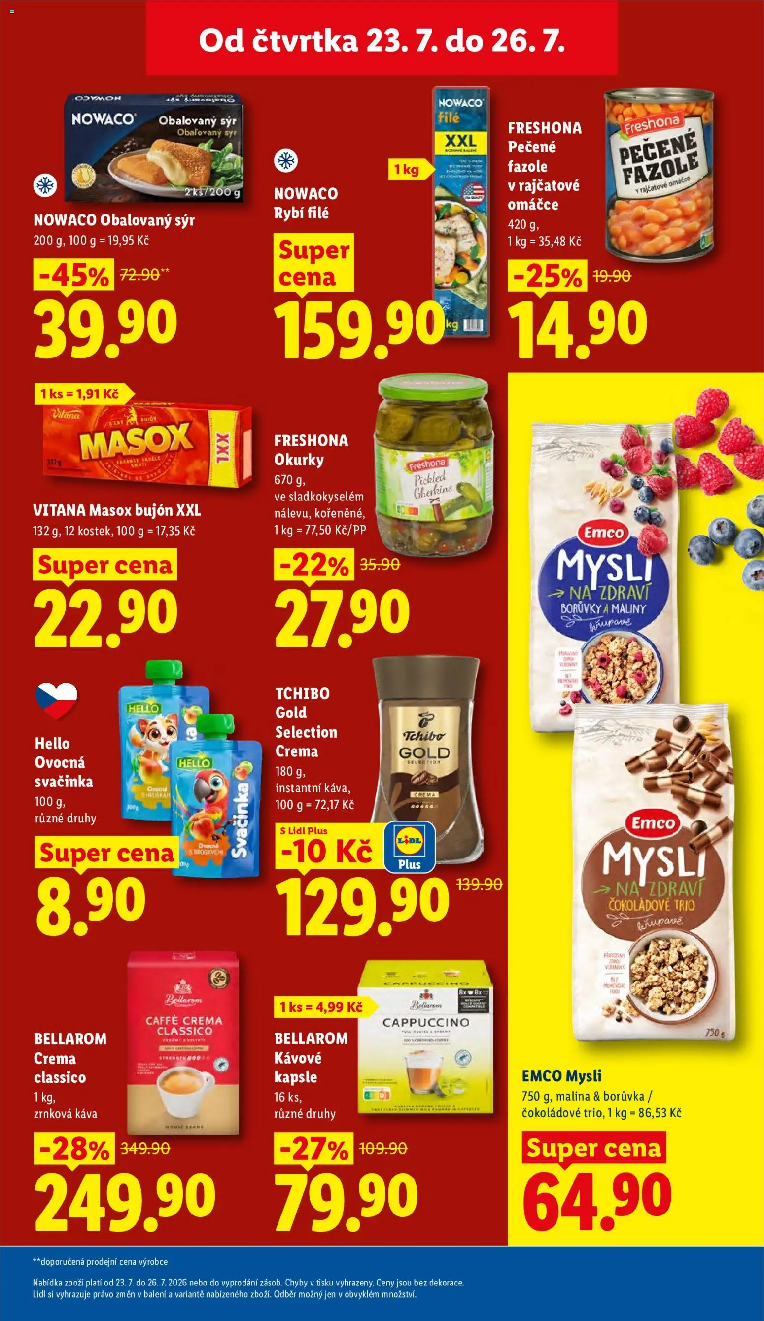 Lidl leták od 23.07.2026 | Strana: 23 | Produkty: Borůvky, Obalovaný sýr, Crema, Cappuccino