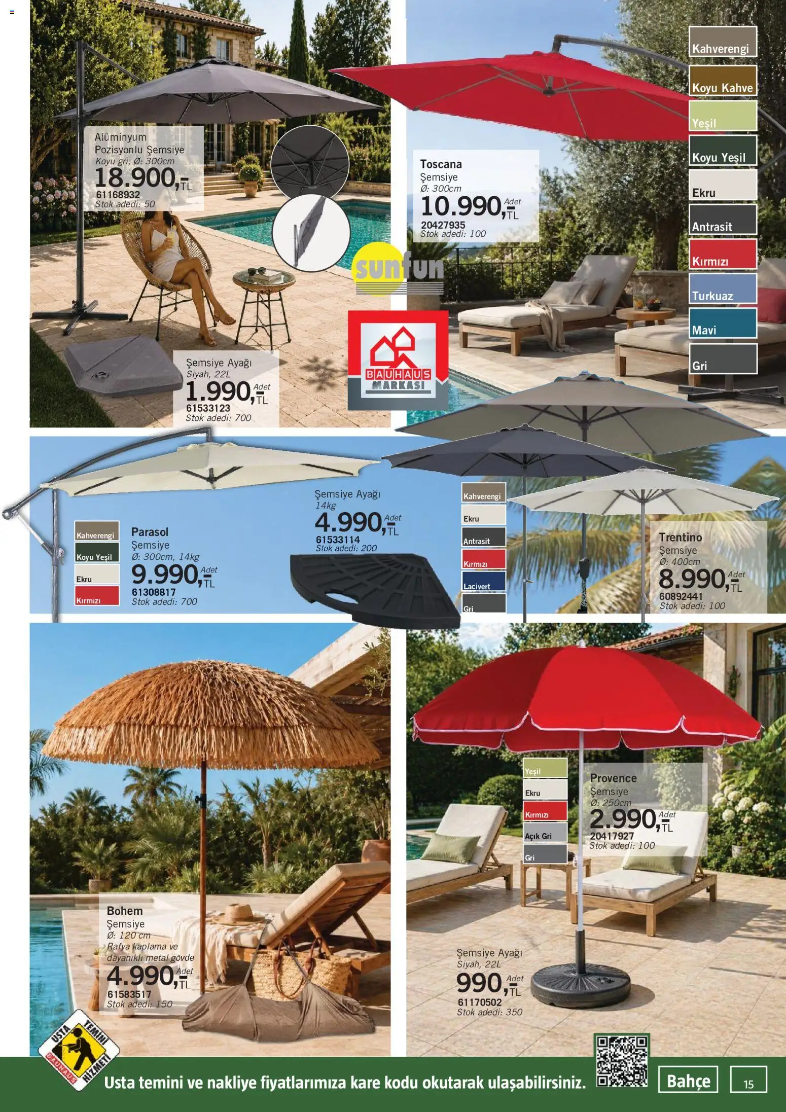 Bauhaus Katalog - 04 Temmuz 2026 tarihinden itibaren geçerlidir | Sayfa: 15 | Ürünler: Kahve, Şemsiye