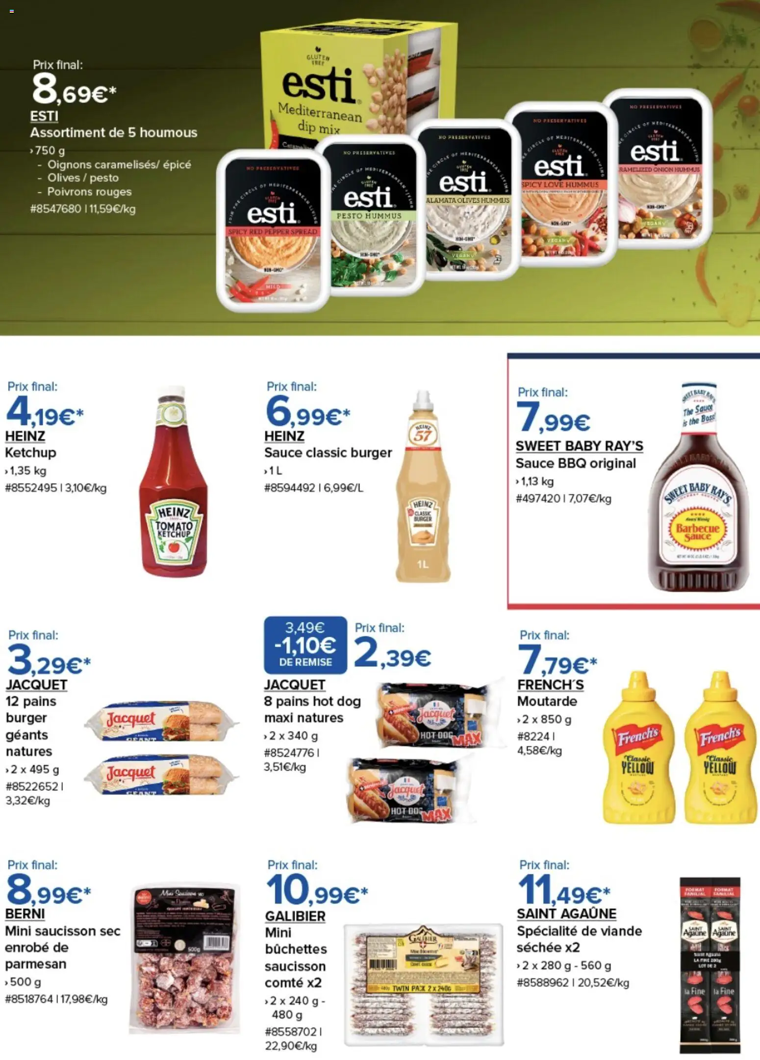 {H1} | Page: 2 | Produits: Saucisson sec, Parmesan, Hot dog, Ketchup