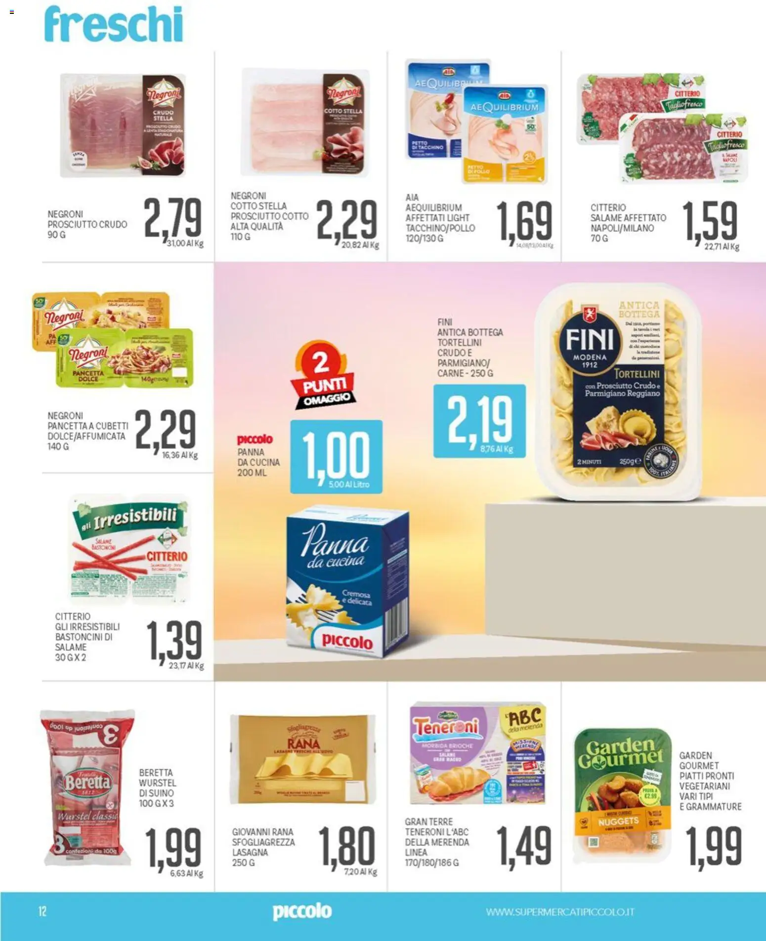 Volantino Piccolo del 04.05.2026 | Pagina: 12 | Prodotti: Nuggets, Lasagna, Wurstel, Parmigiano reggiano