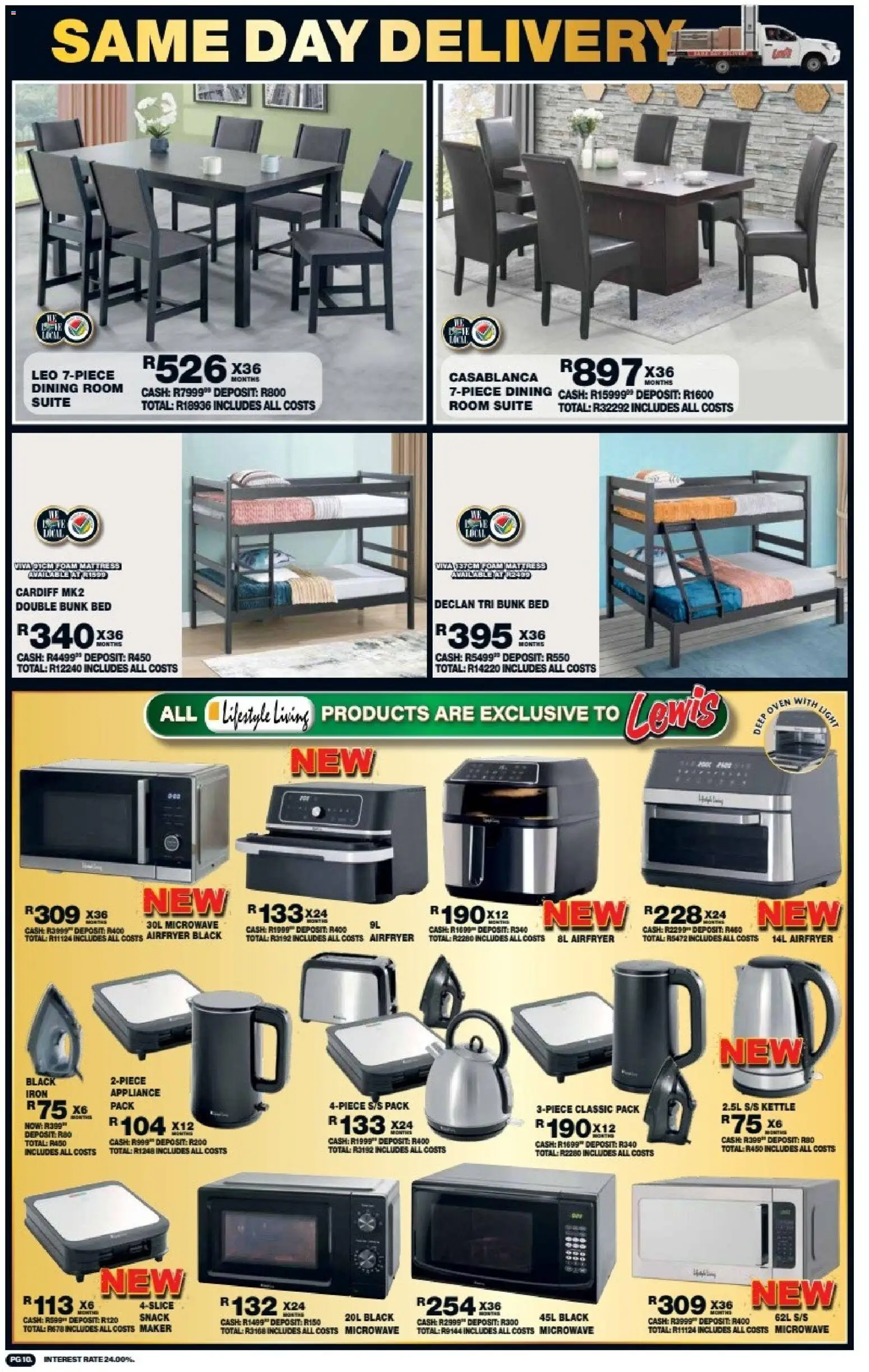 New Lewis Stores catalogue – valid from 10/08/2026 | Page: 10 | Products: Iron, Microwave, Double bunk, Foam