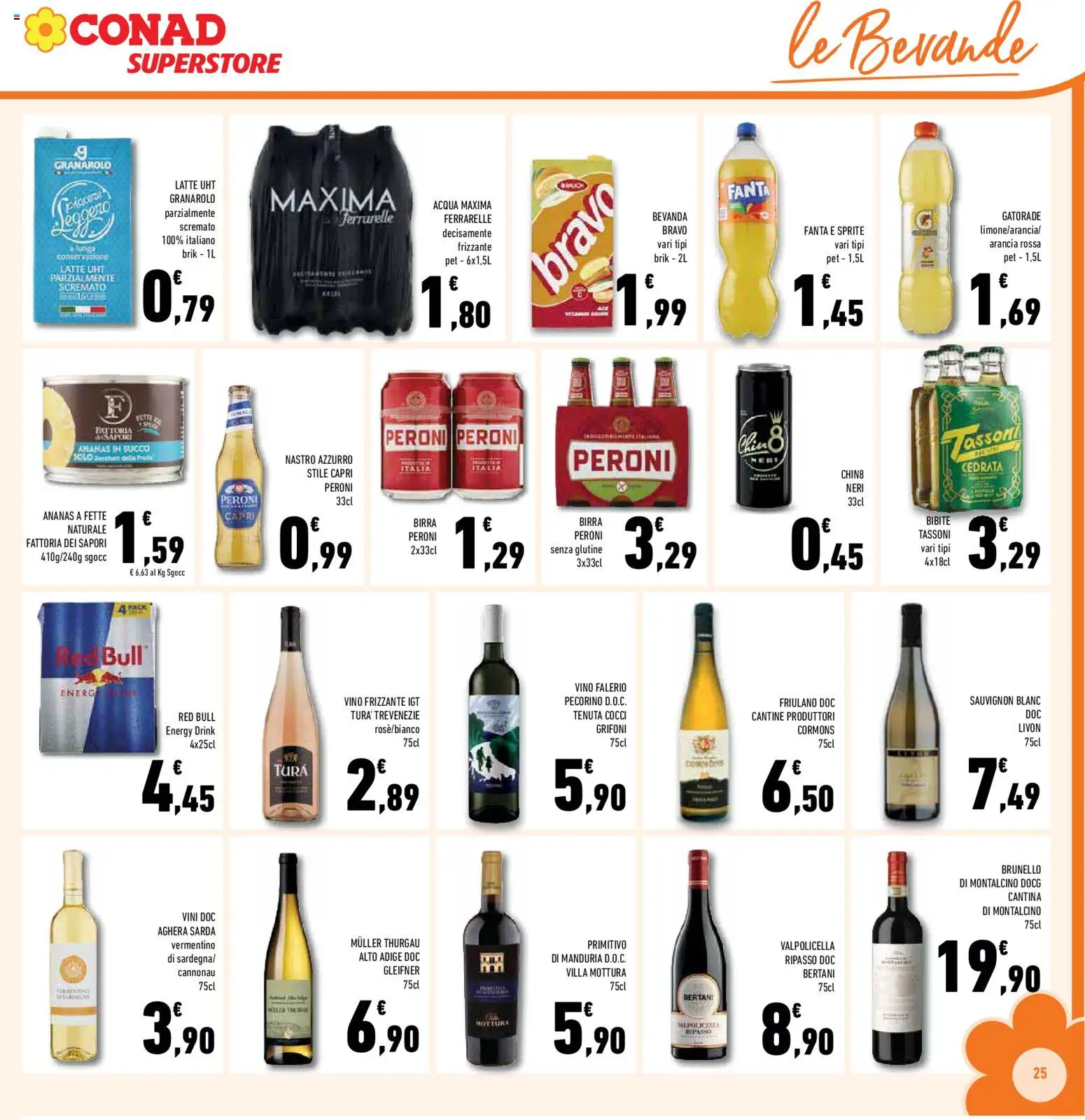 Volantino Conad del 04.06.2026 | Pagina: 25 | Prodotti: Acqua, Ananas, Fanta, Arancia