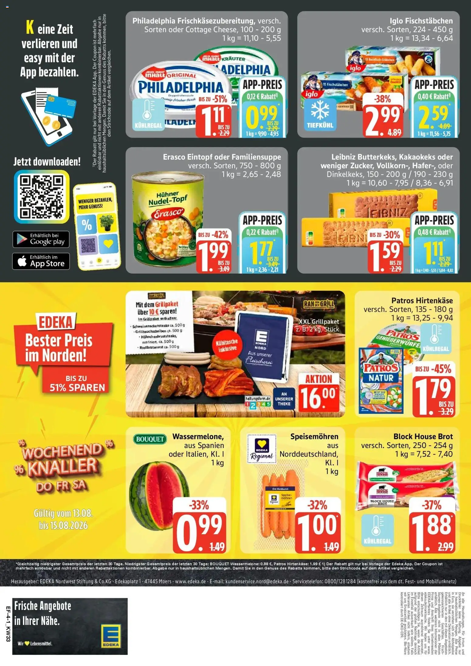 Edeka Prospekt Rendsburg (ab 10.08.2026) » Angebote Online | Seite: 4 | Produkte: Theke, Iglo, Mohren, Kühltasche
