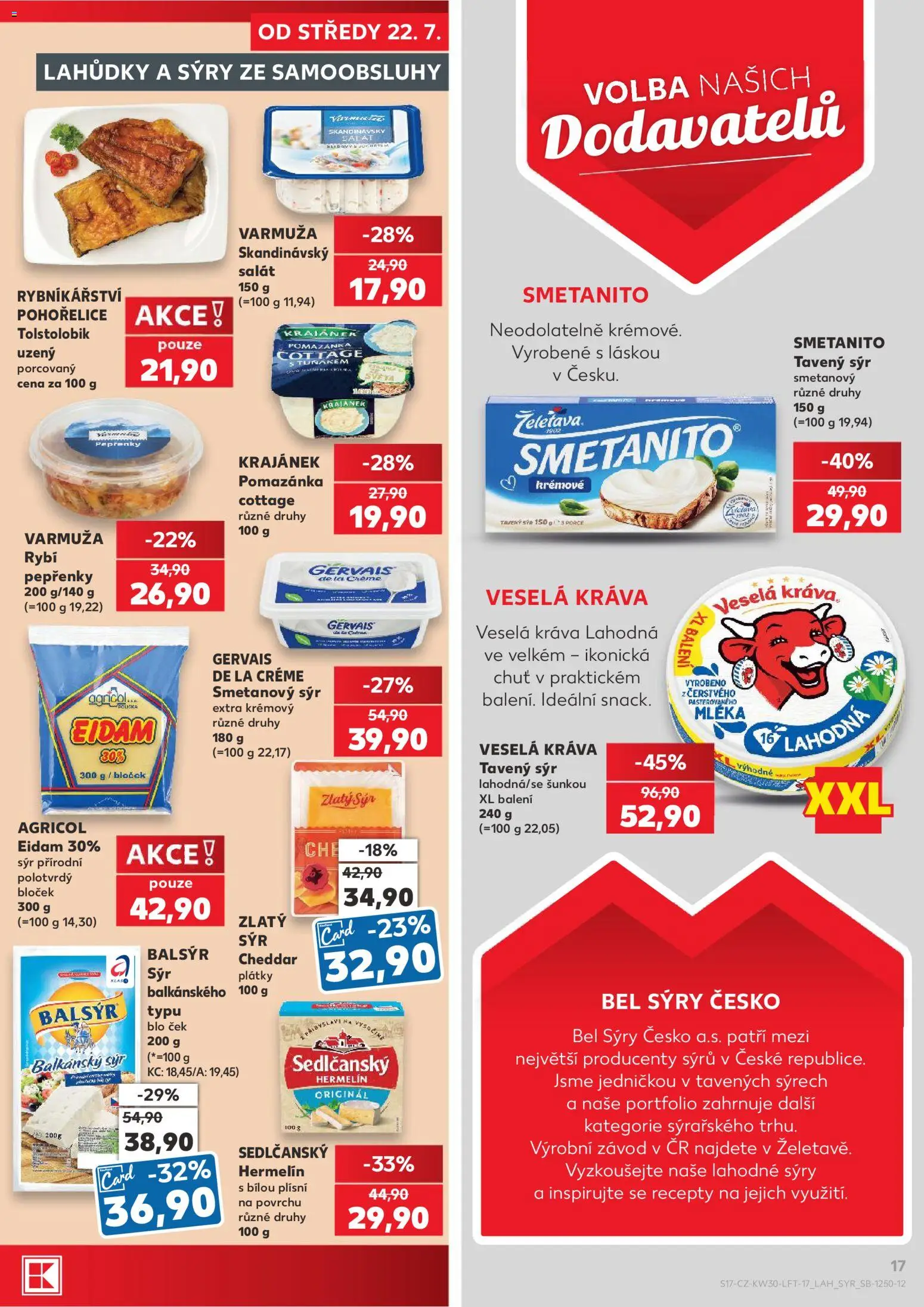 Kaufland leták od 22.07.2026 | Strana: 17 | Produkty: Sýr, Hermelín, Gervais, Pomazánka