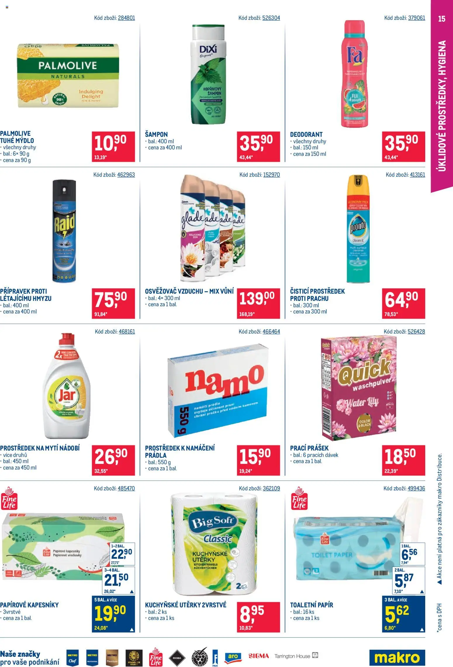 Makro leták - Maloobchod od 20.05.2026 | Strana: 15 | Produkty: Deodorant, Prostředek na mytí nádobí, Pronto, Kuchyňské utěrky