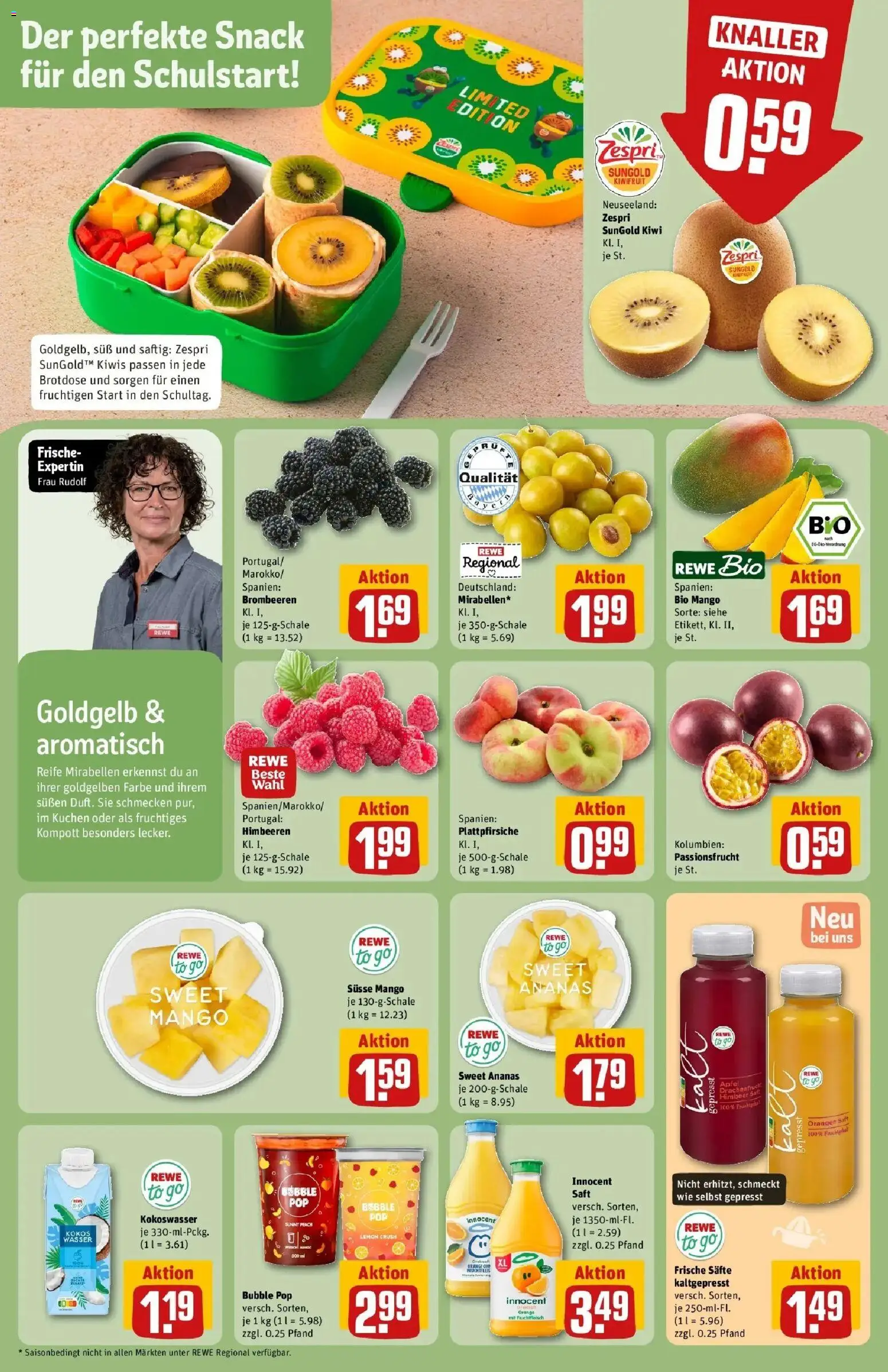 REWE Prospekt ab 24.08.2026 zum Blättern » Angebote | Seite: 6 | Produkte: Himbeeren, Orangen, Ananas, Saft